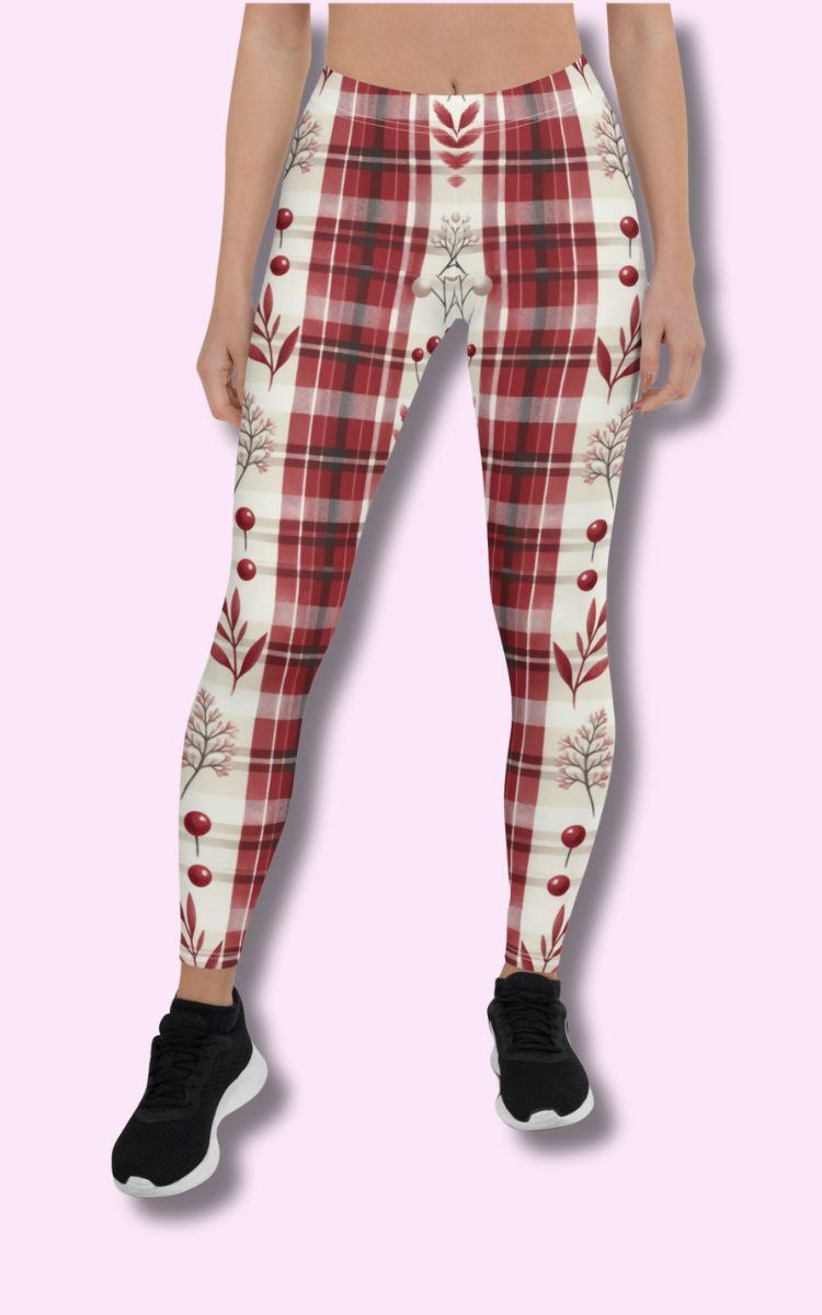 Mid Waist Plaid Leggings