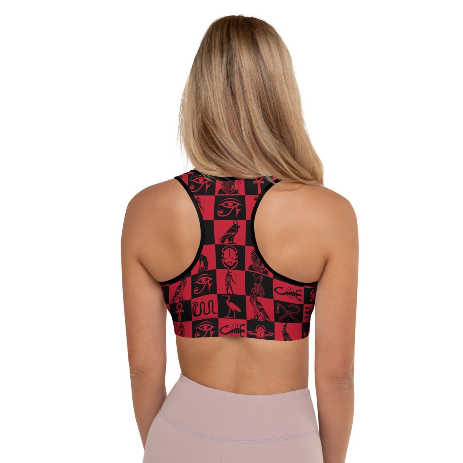 Ancient-Egyptian-Outfit-Red-Black-Padded-Sports-BRA-Hieroglyph-4