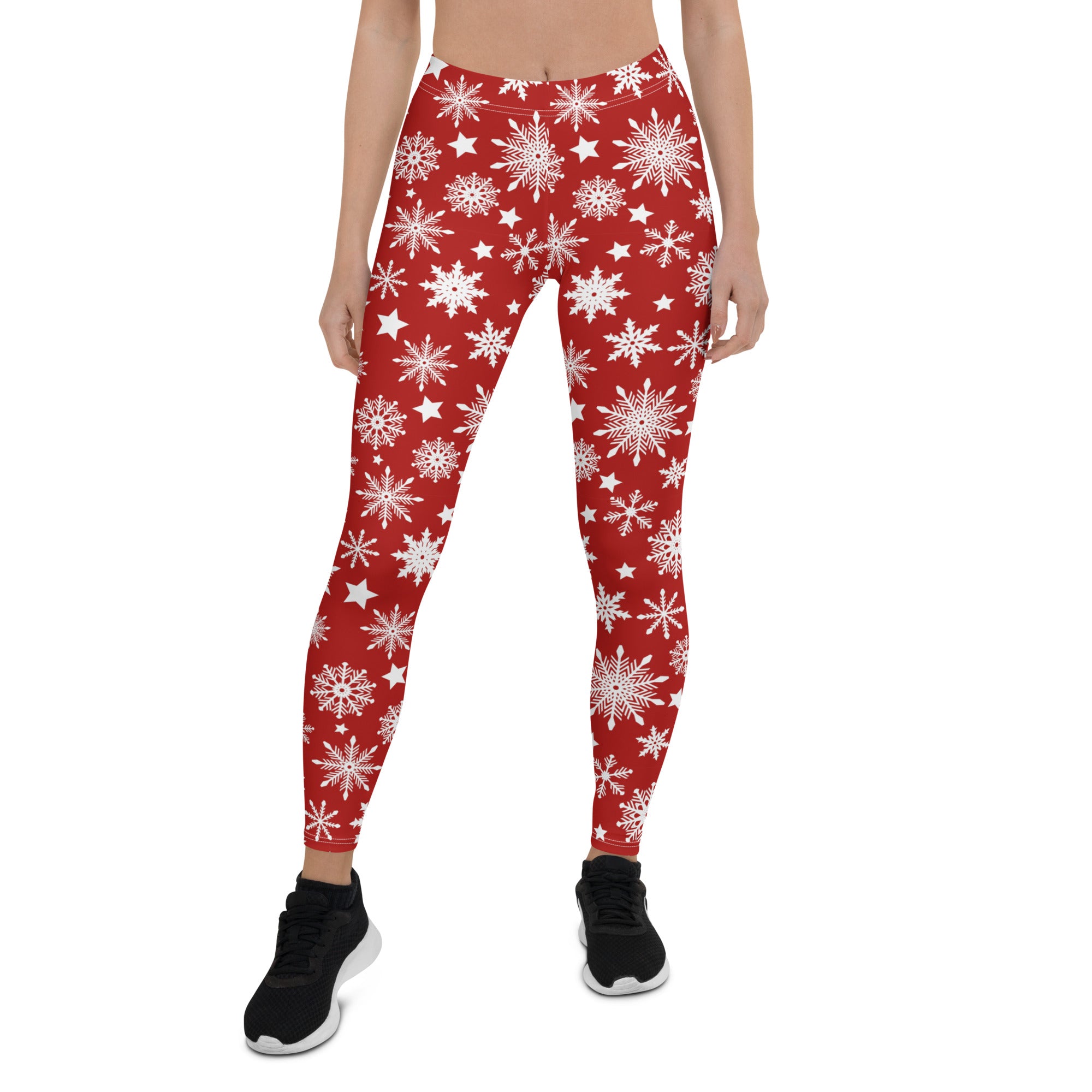 Christmas Outfit Snowflakes Red Leggings