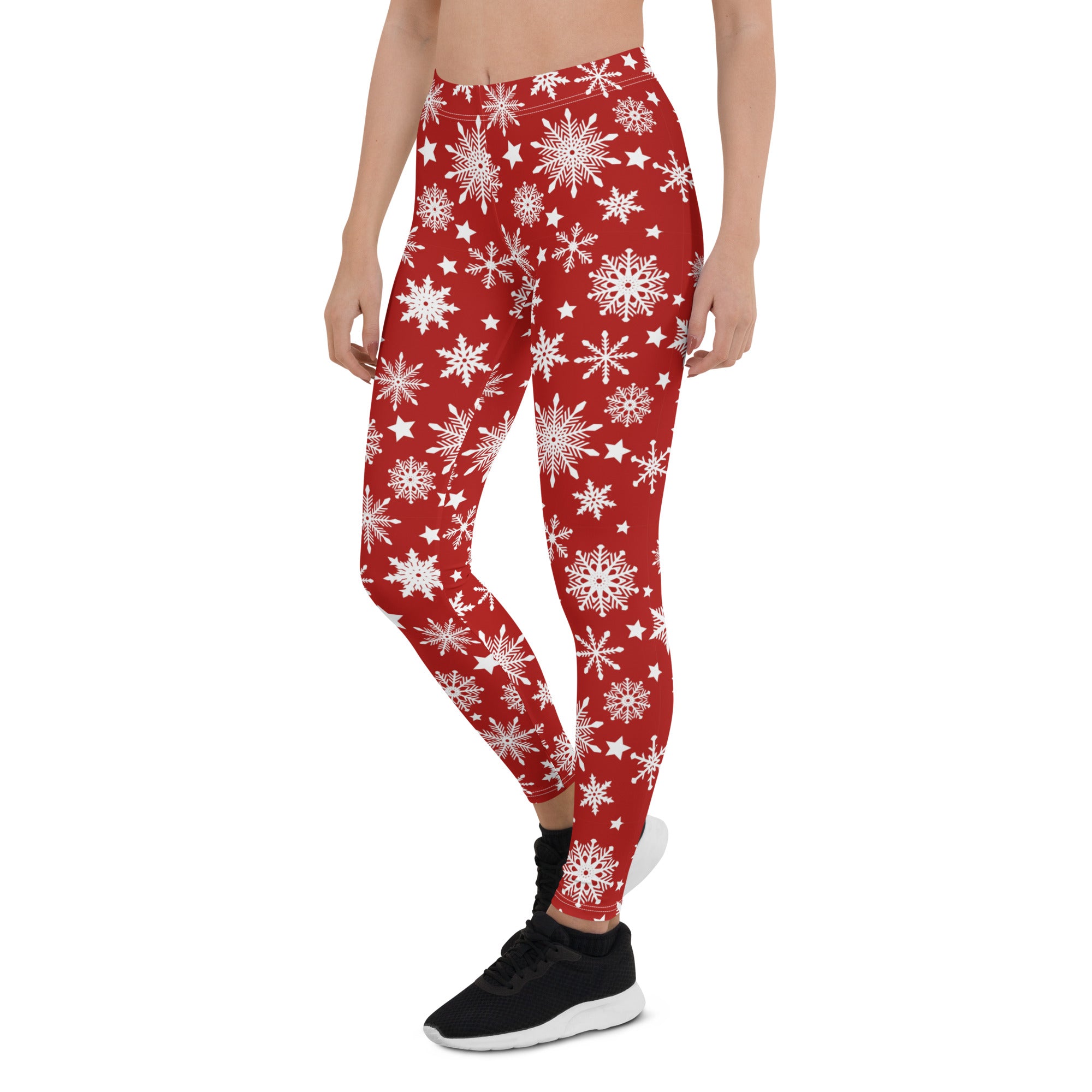 Christmas Outfit Snowflakes Red Leggings