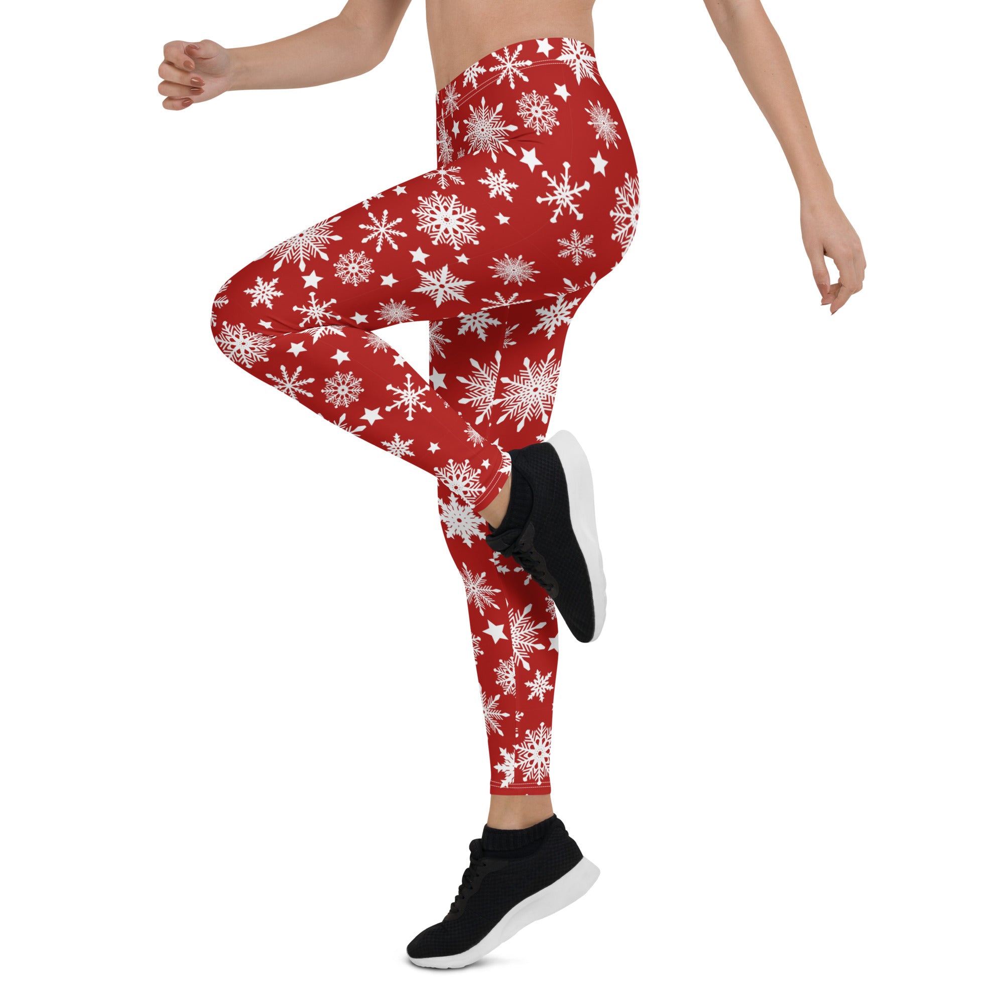 Christmas Outfit Snowflakes Red Leggings