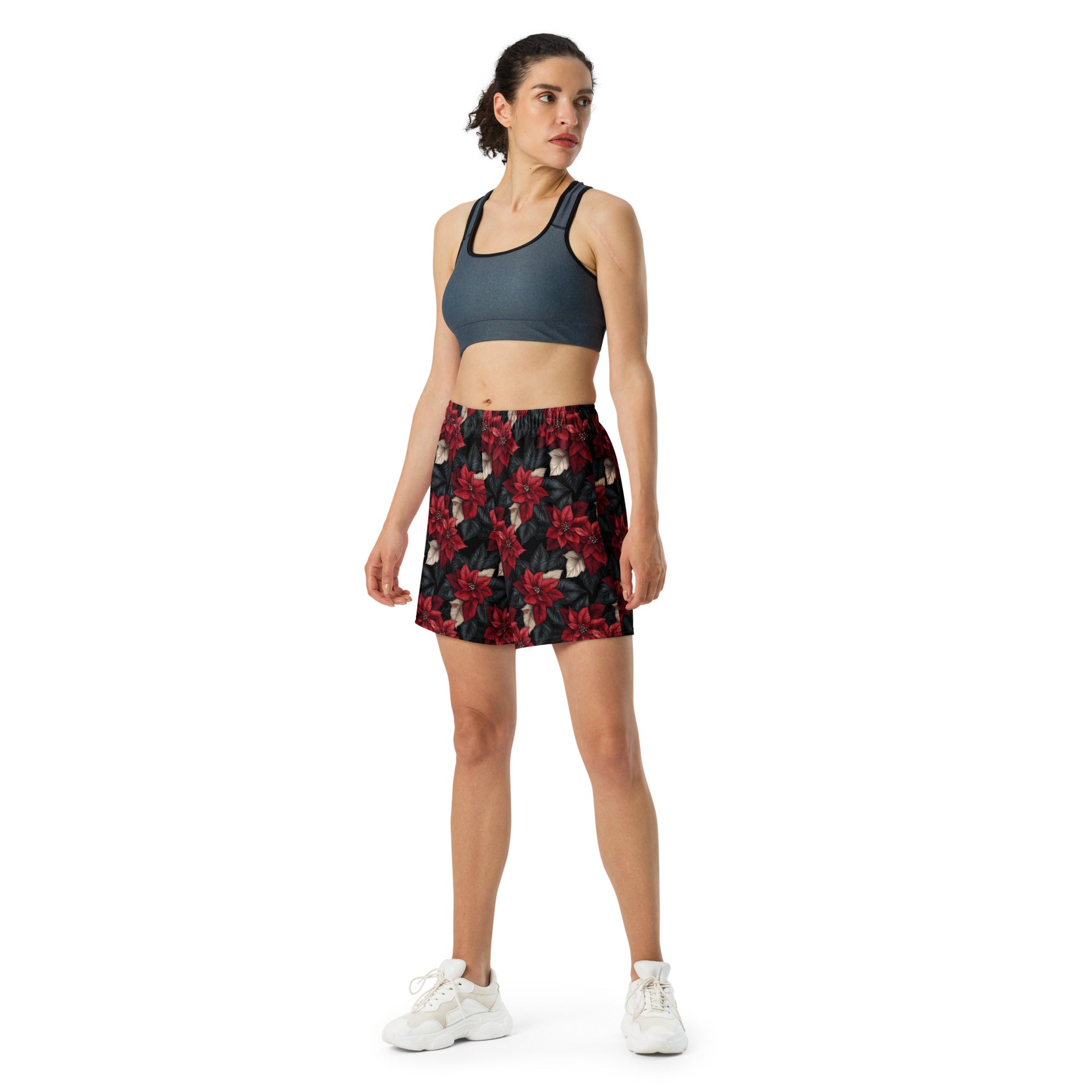 Gothic Roses Christmas Gym Shorts