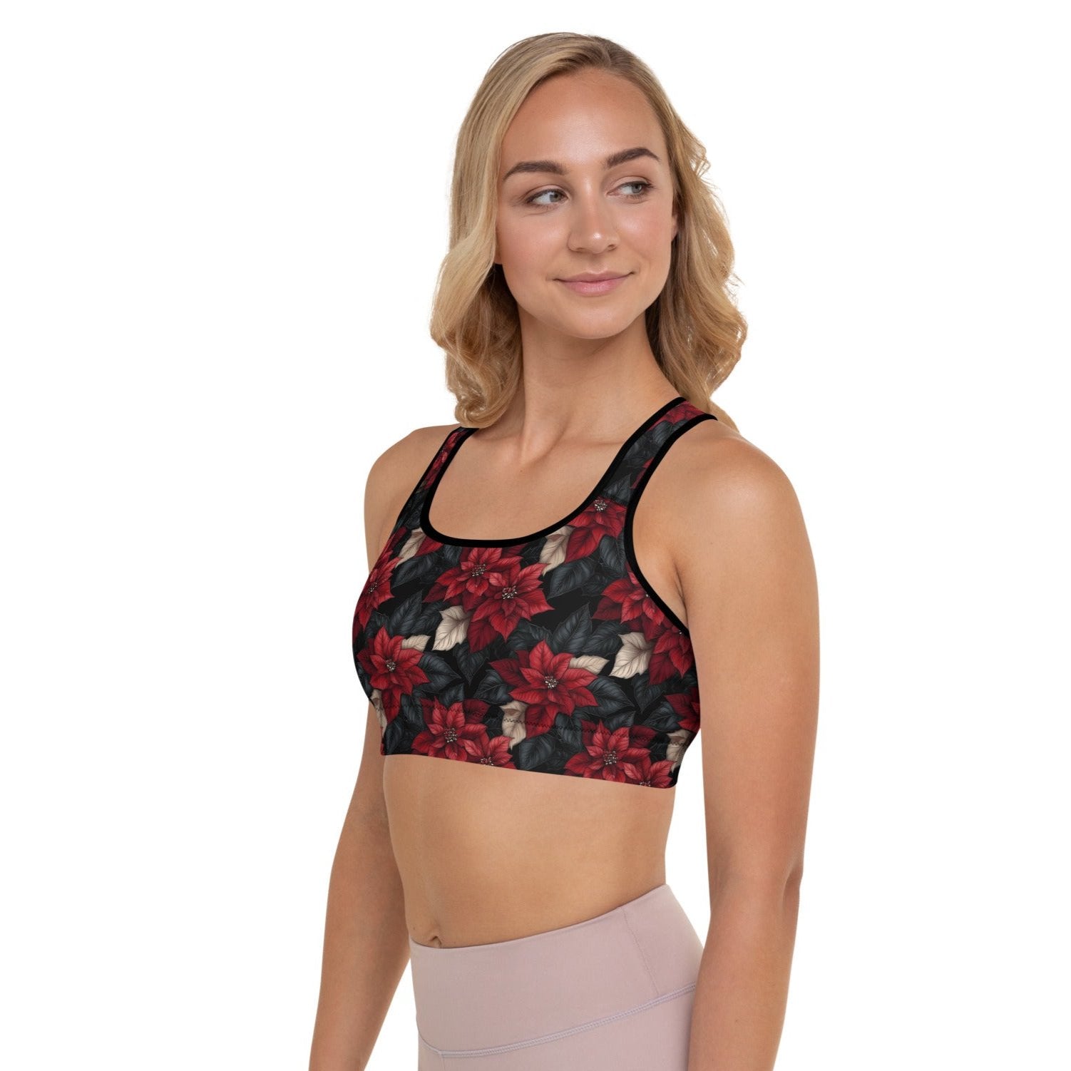 Gothic Roses Christmas Workout Bra