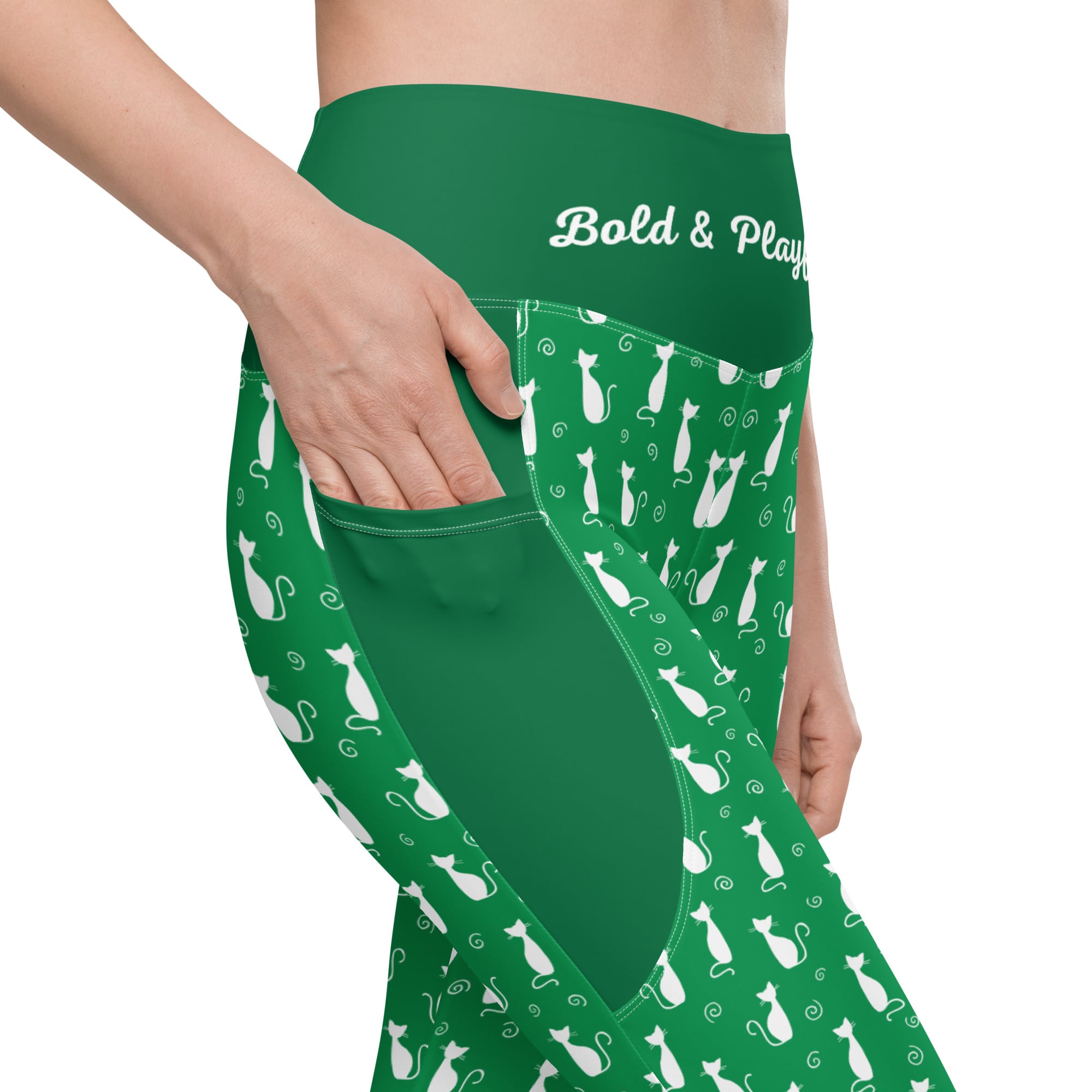 Green-Workout-Leggings-for-Cat-Lovers