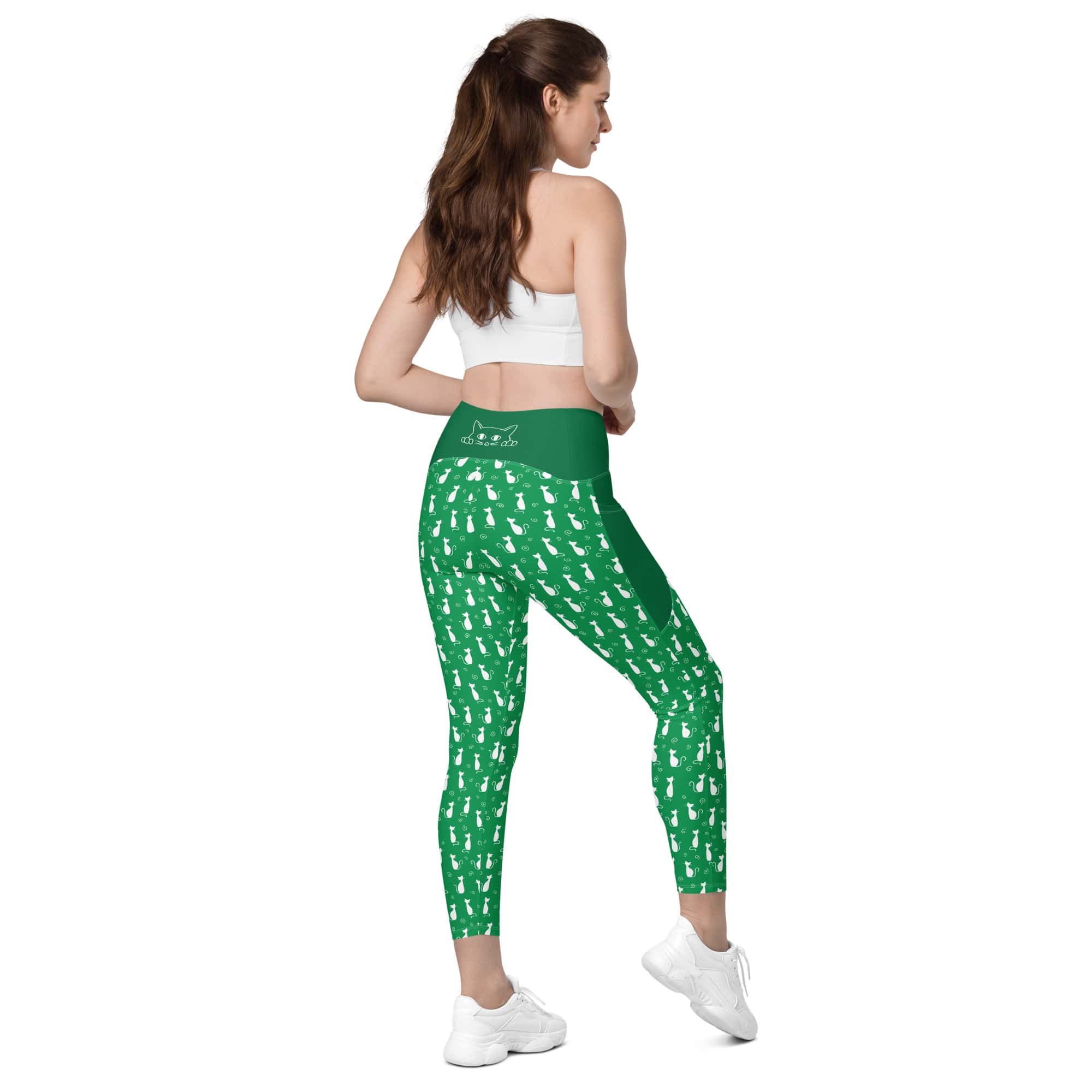 High-Waisted-Leggings-Green-Yoga-Pants-Kitty-love-5