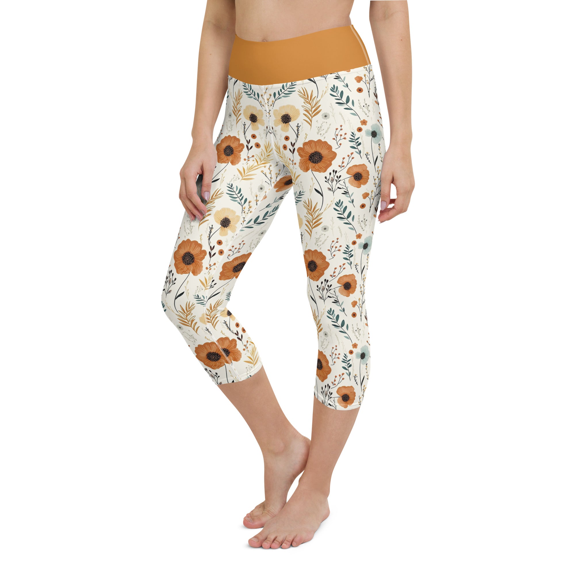 High Waisted Floral Capri Leggings 2