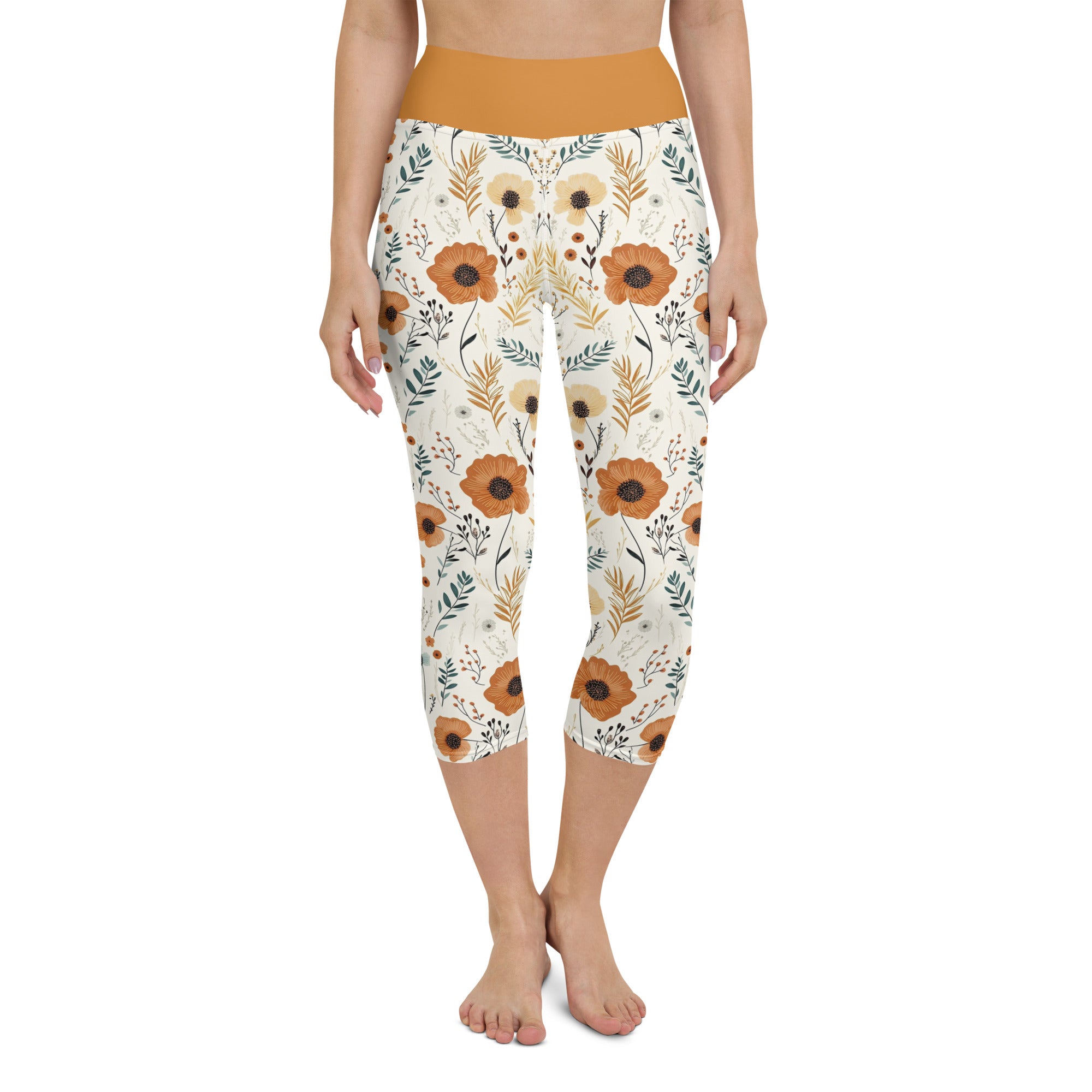 High Waisted Floral Capri Leggings 3