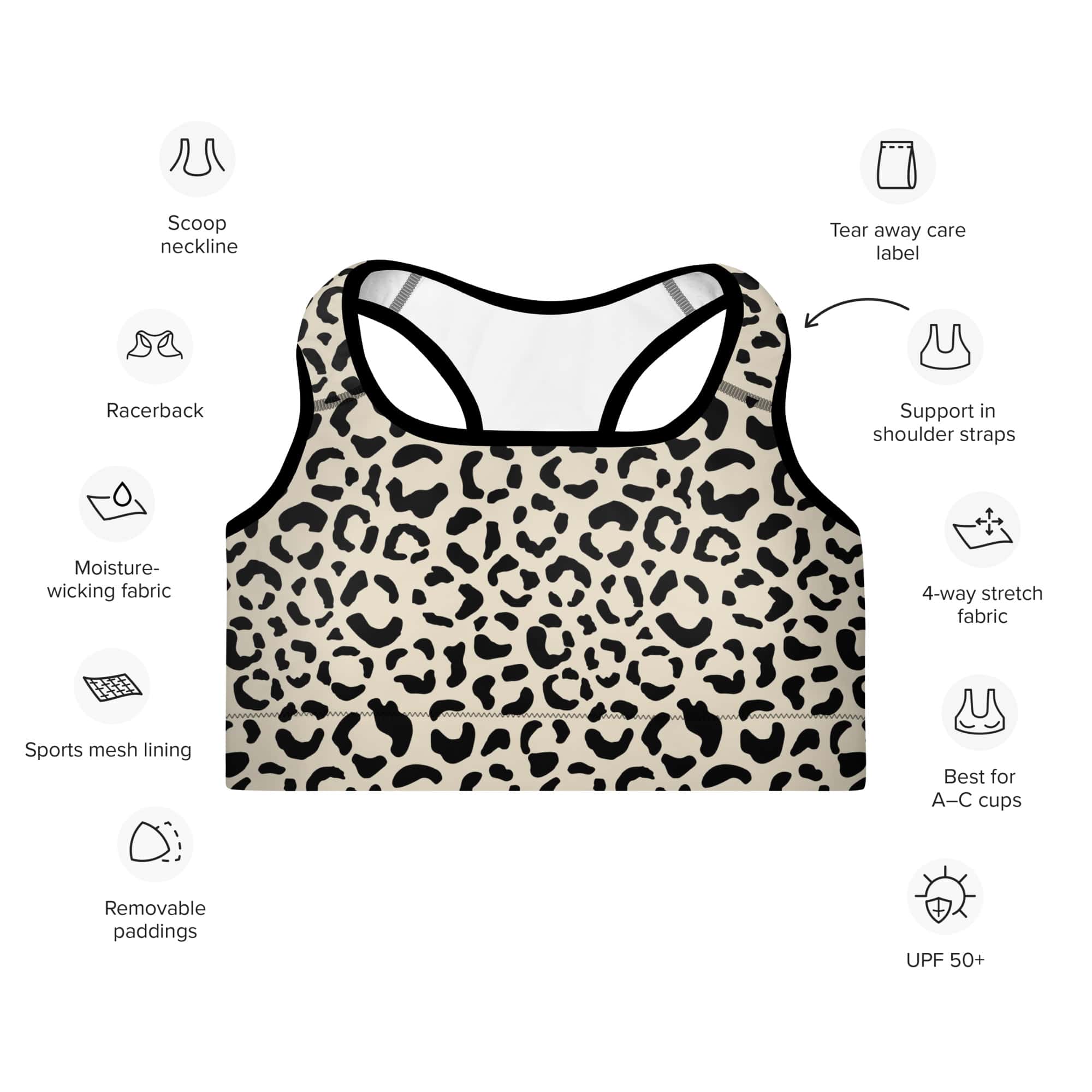 Leopard Print Sports Bra - Padded Sports Bra