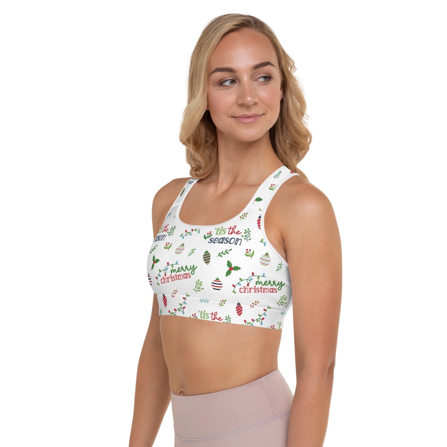 Merry Christmas Padded Sports Bra