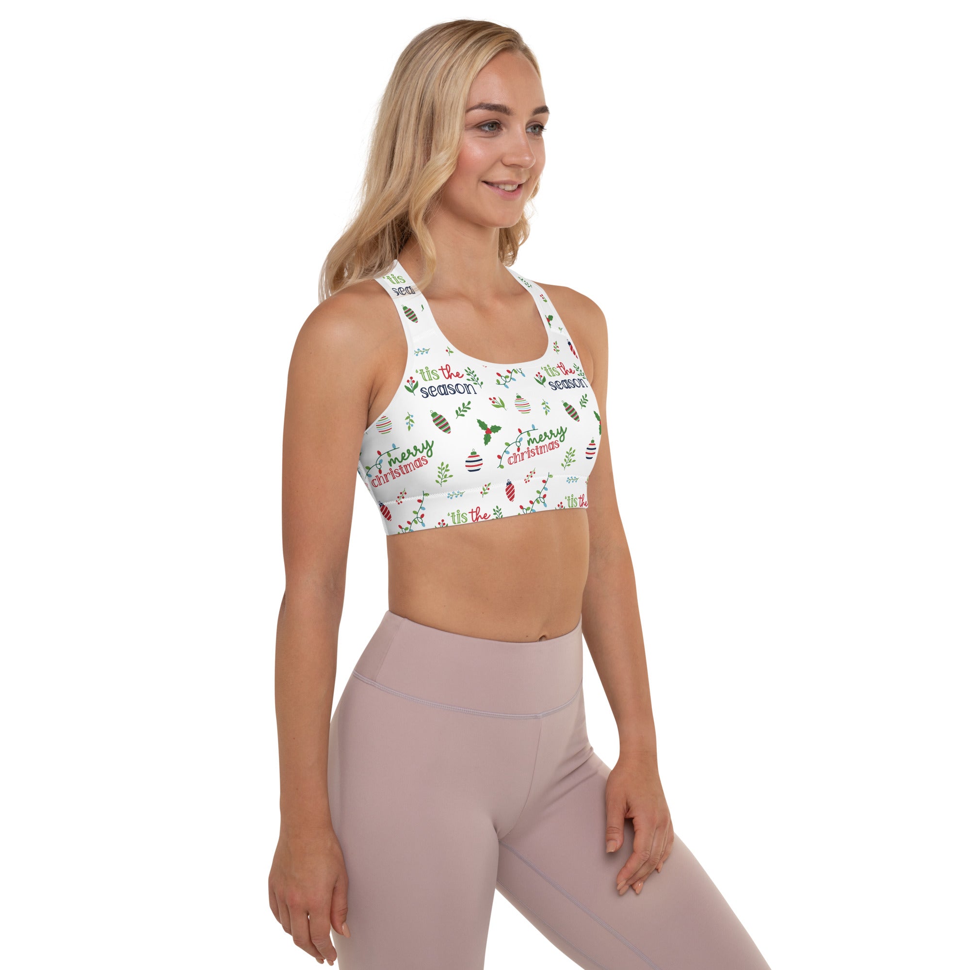 Merry Christmas Padded Sports Bra