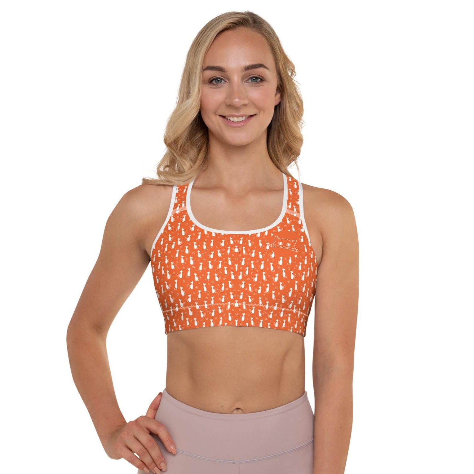 Padded-Sports-Bra-Kitty-Love-Orange-1