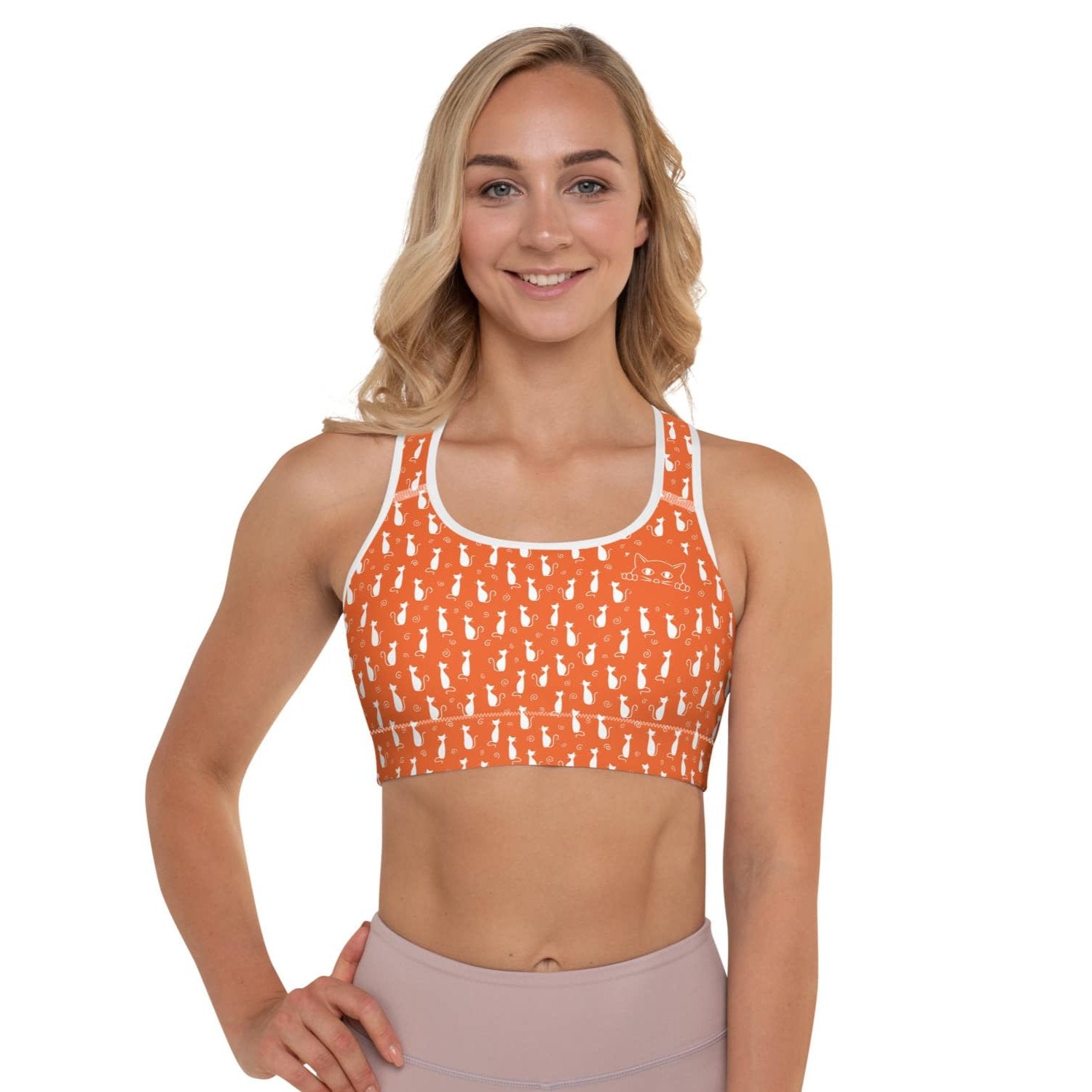 Padded-Sports-Bra-Kitty-Love-Orange