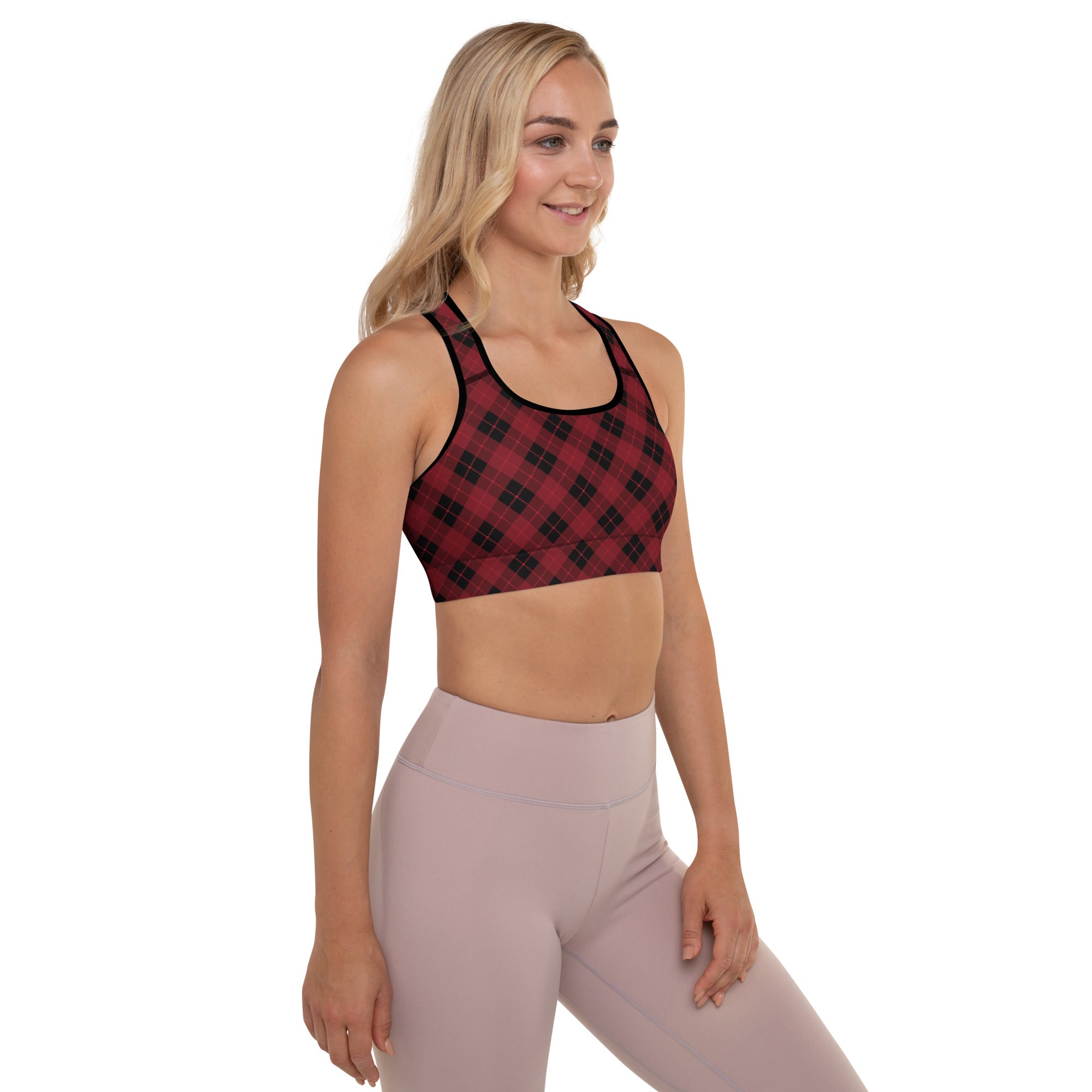 Red Plaid Christmas Sports Bra