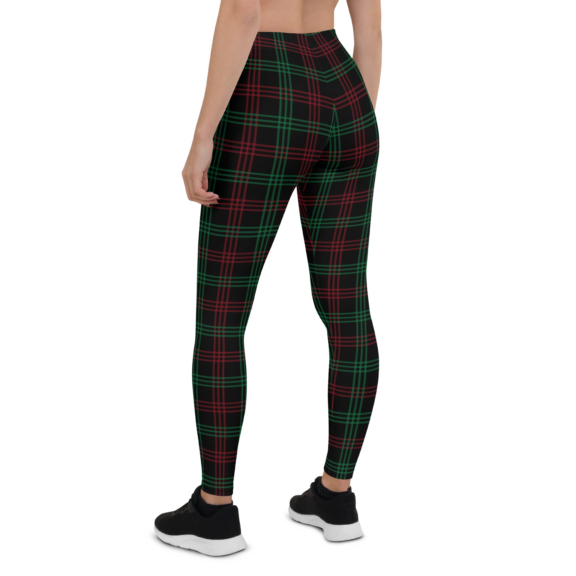 Red and Green Plaid Gym Leggings for Women