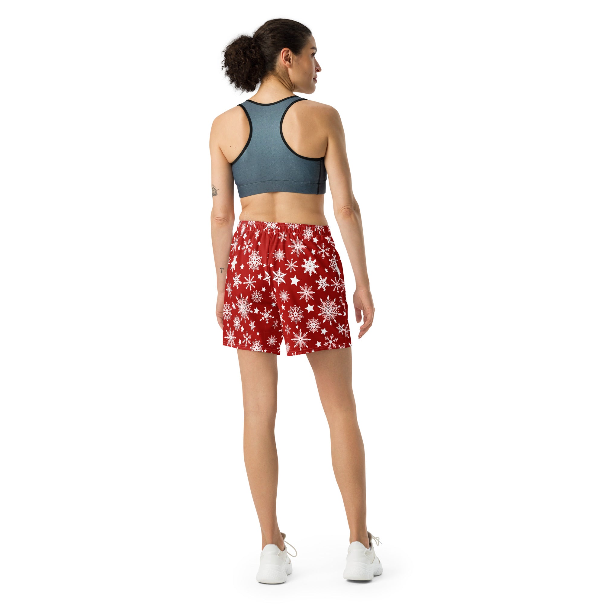 Snowflakes Red Christmas Shorts