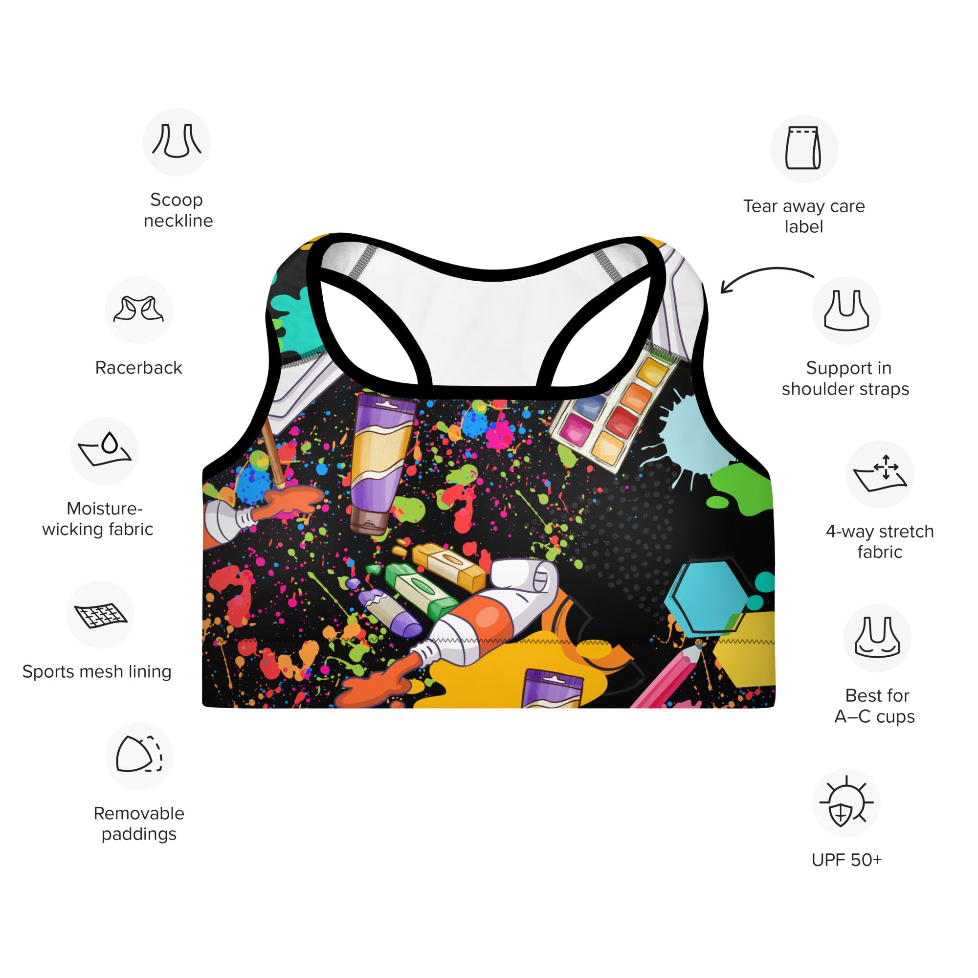 Color Festival Padded Sports Bra