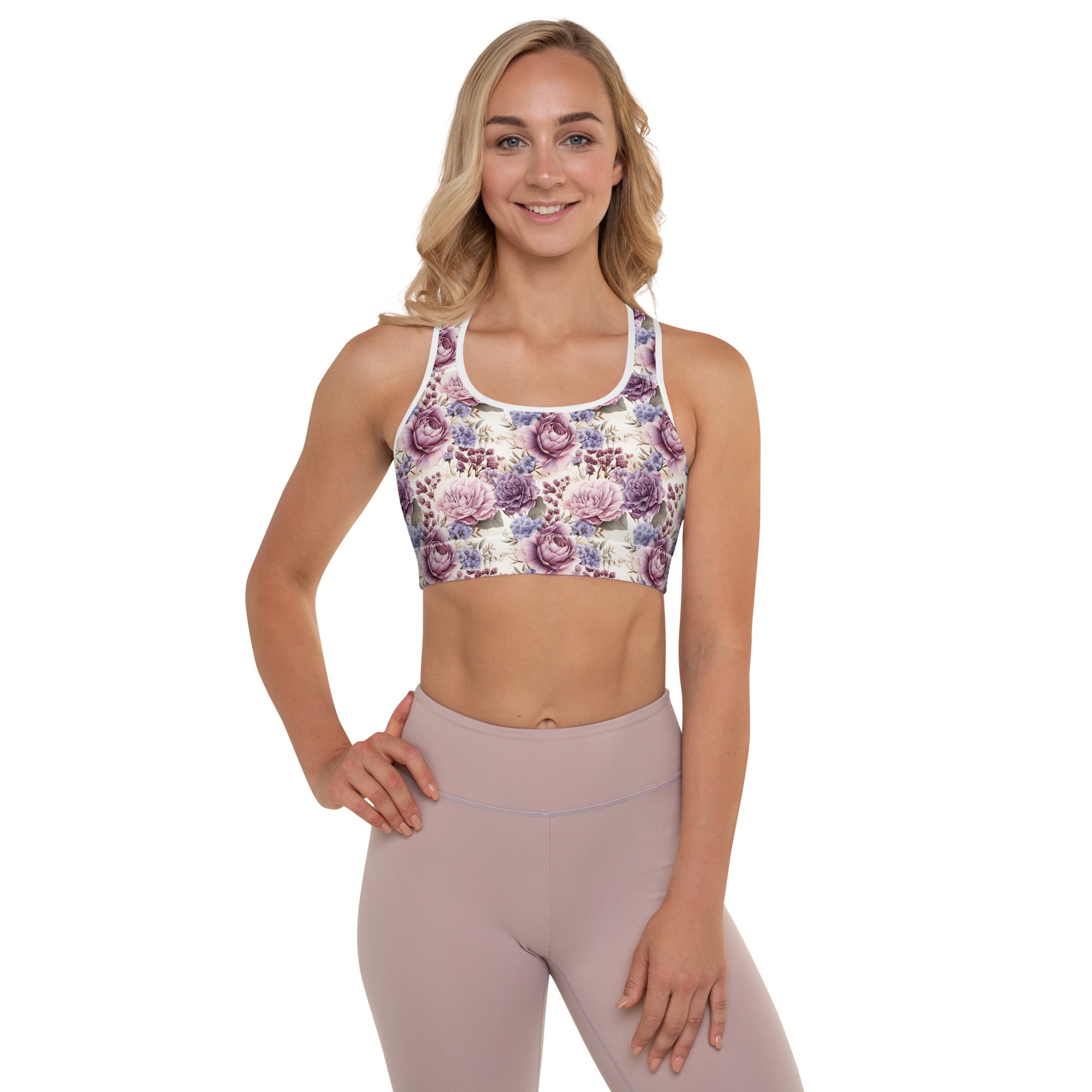 Floral Pattern - Padded Sports Bra