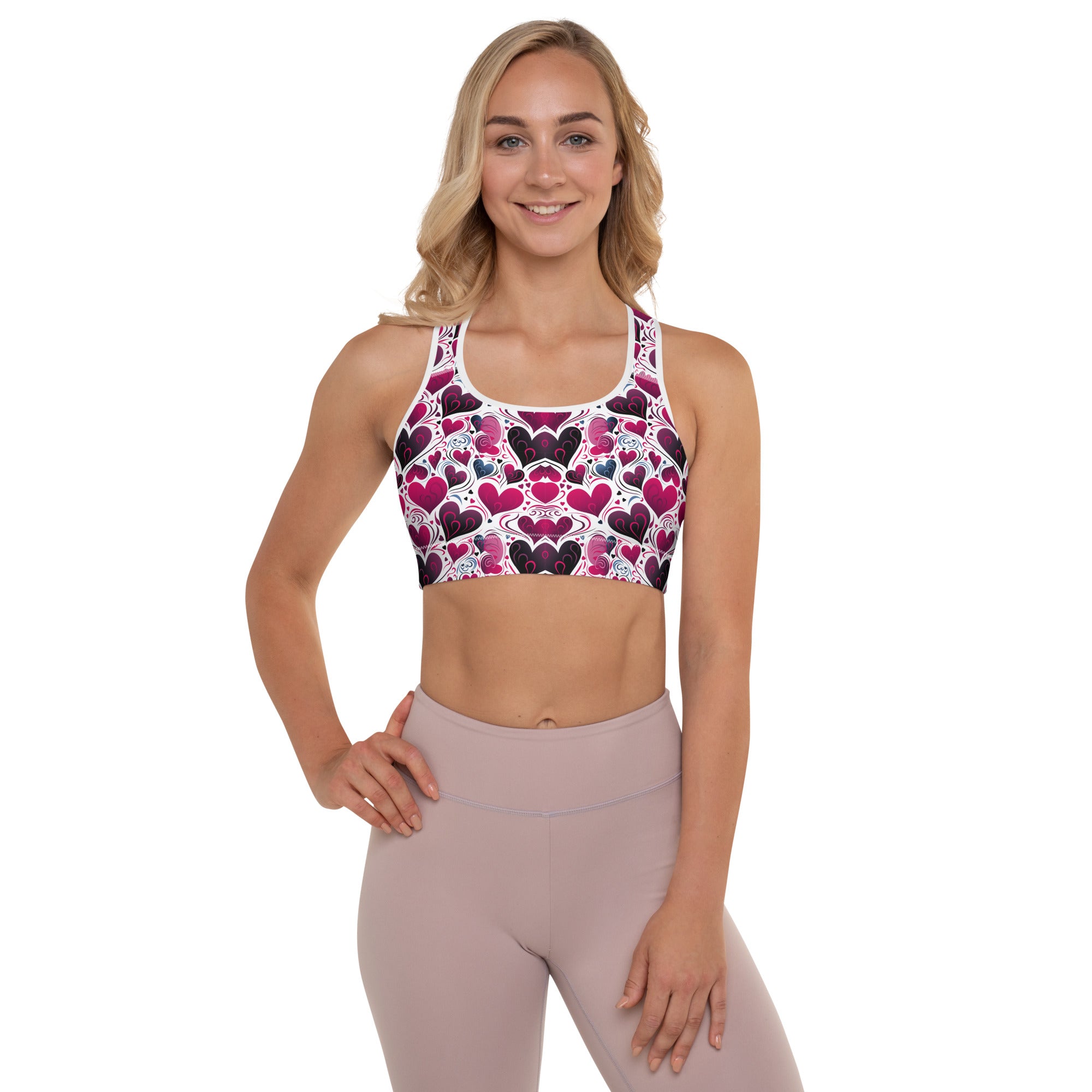 Burble Hearts - Valentines Day - Padded Sports BRA