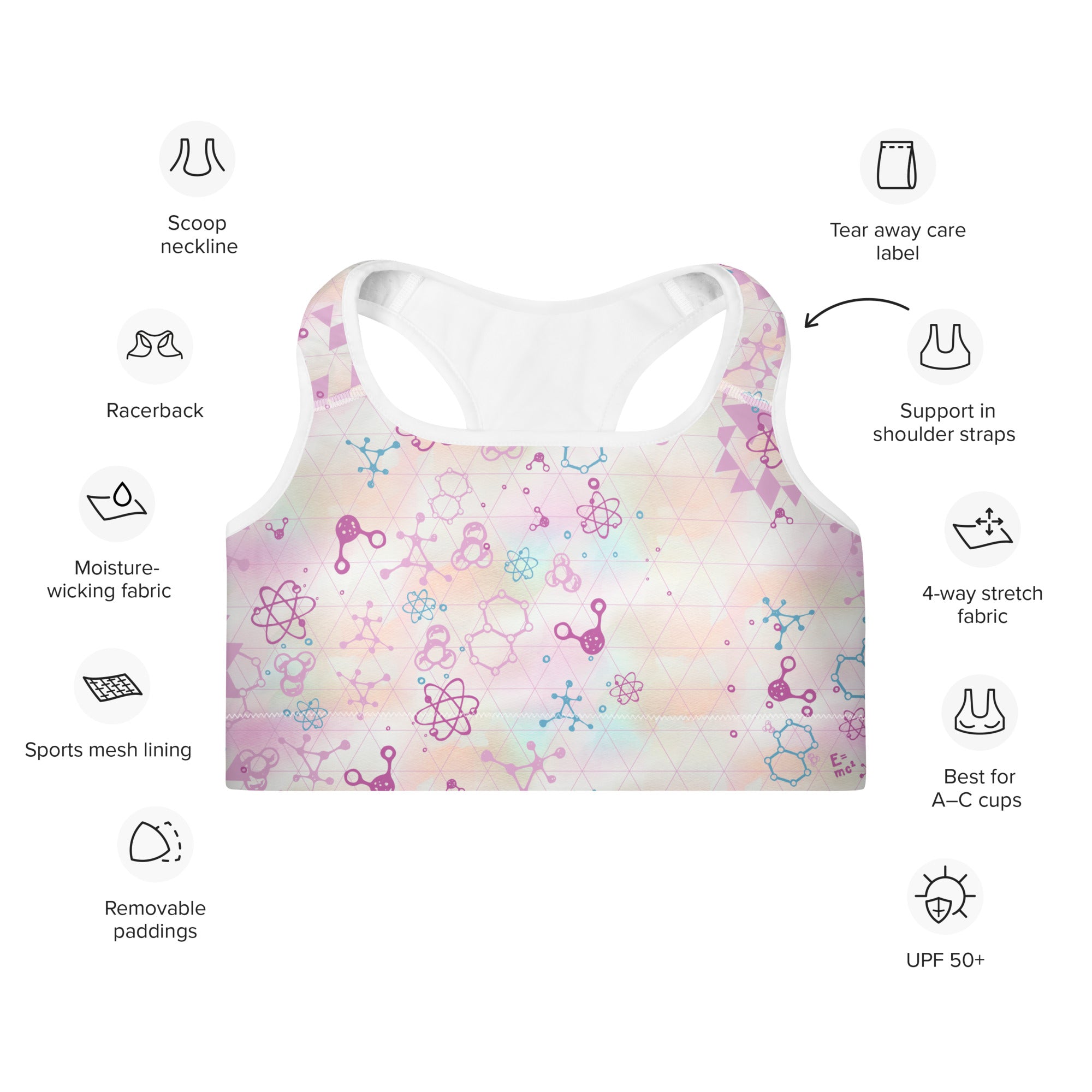 Chemistry Padded Sports BRA - Water Color