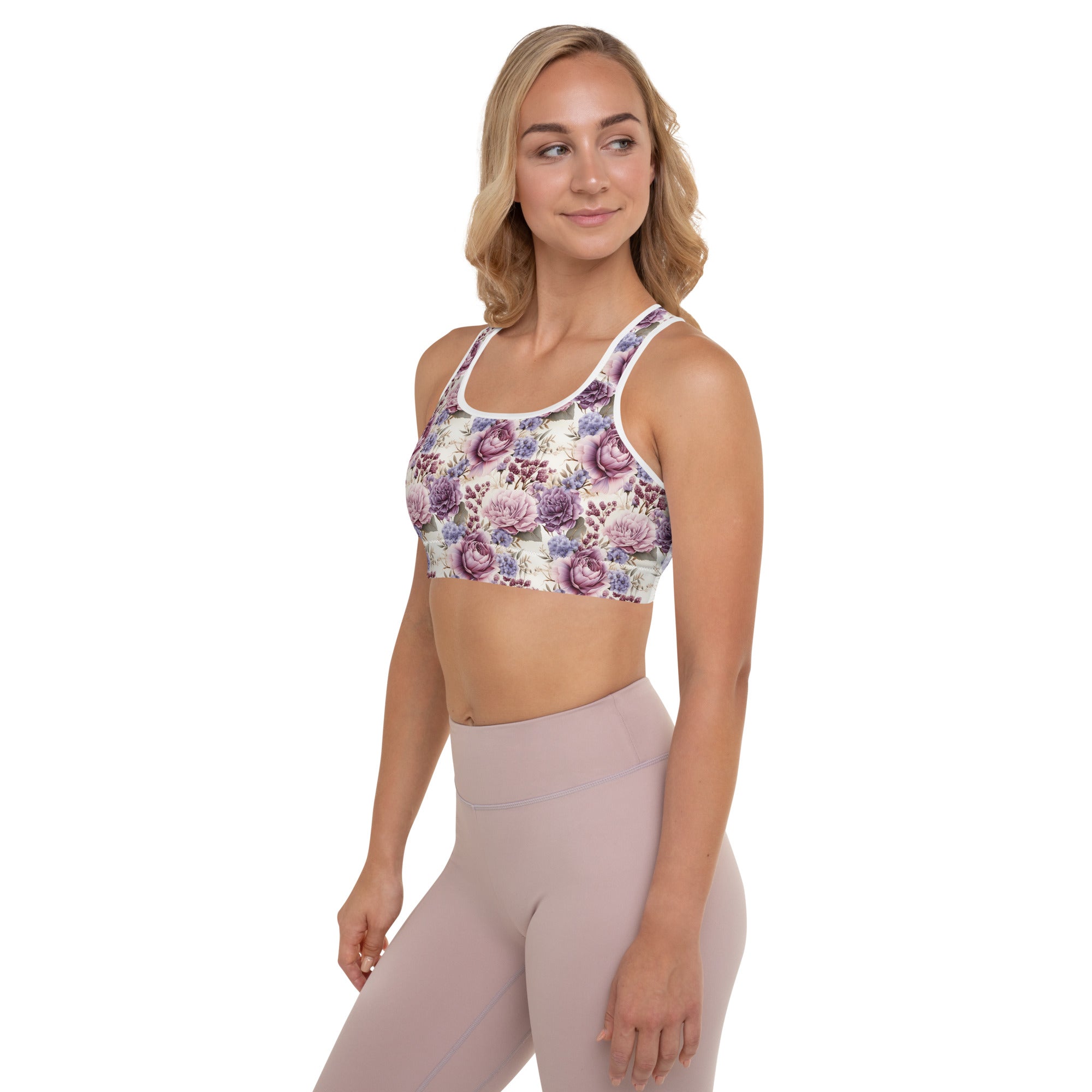 Floral Pattern - Padded Sports Bra