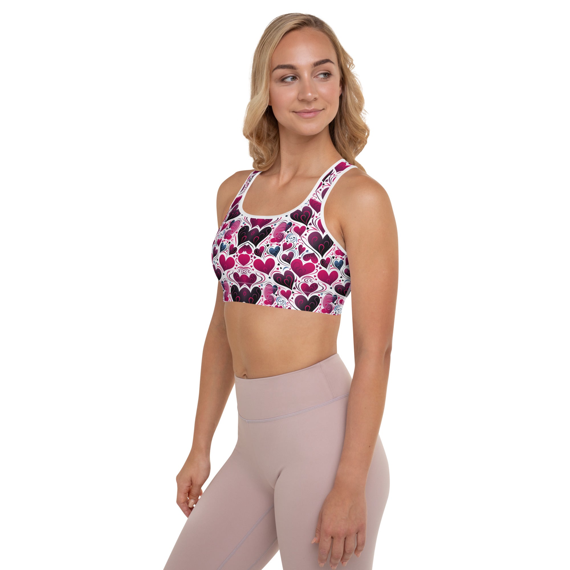 Burble Hearts - Valentines Day - Padded Sports BRA