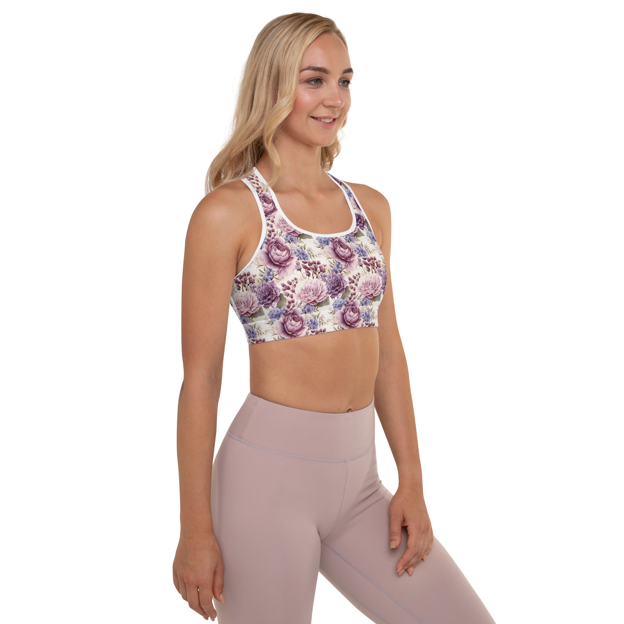 Floral Pattern - Padded Sports Bra