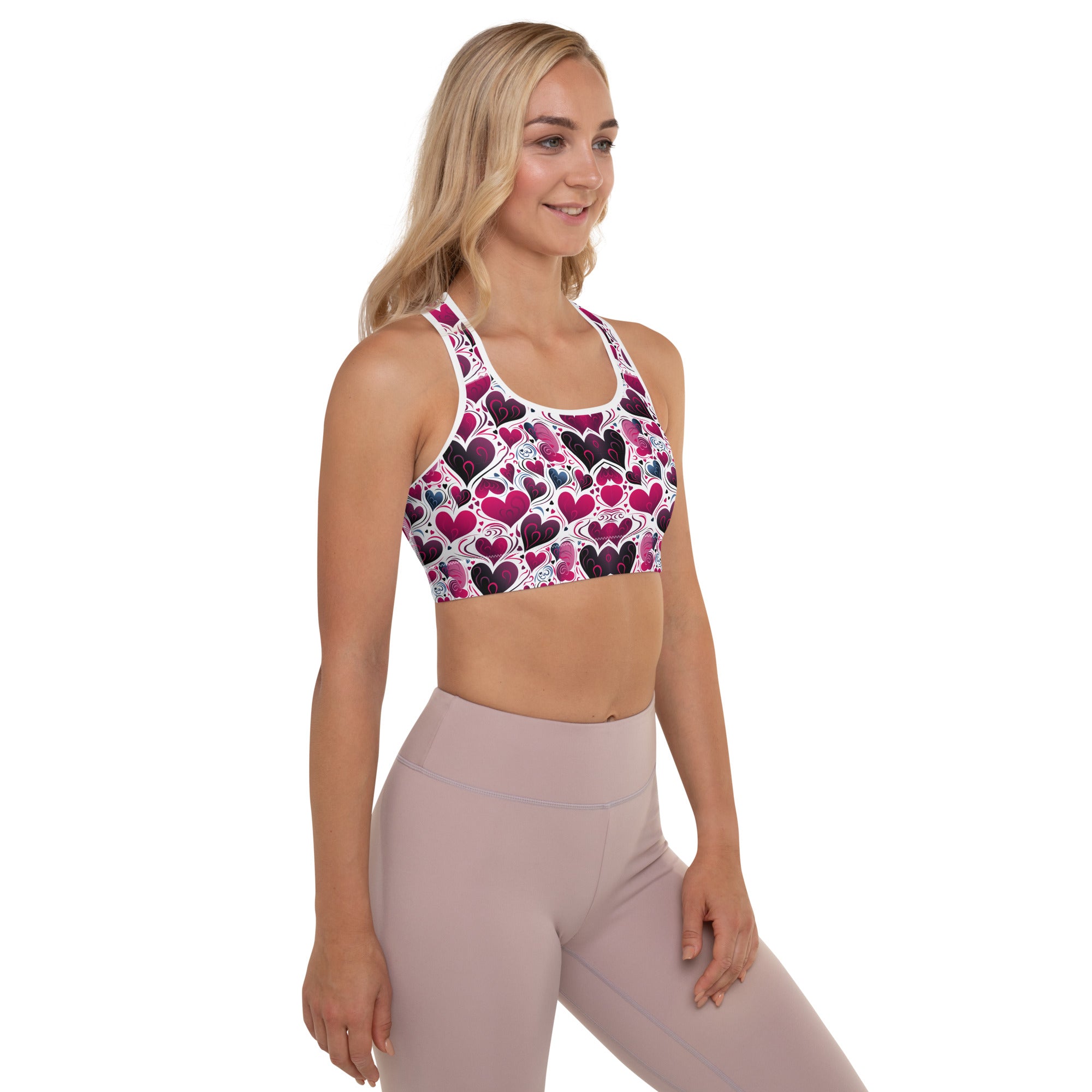 Burble Hearts - Valentines Day - Padded Sports BRA