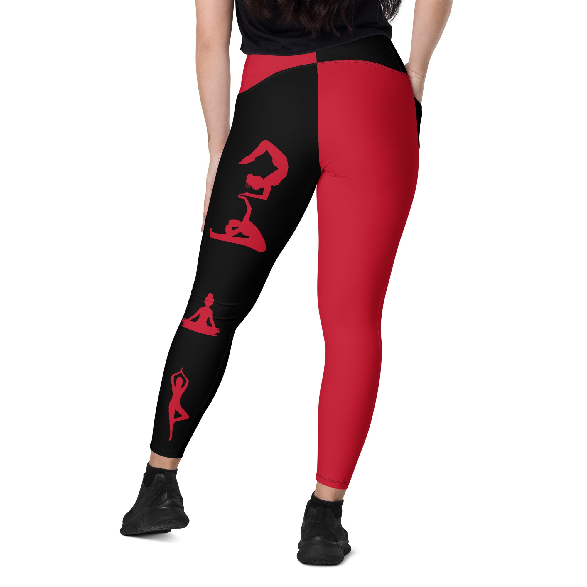 Red and Black Yoga Pants - High Waisted Yoga Leggings