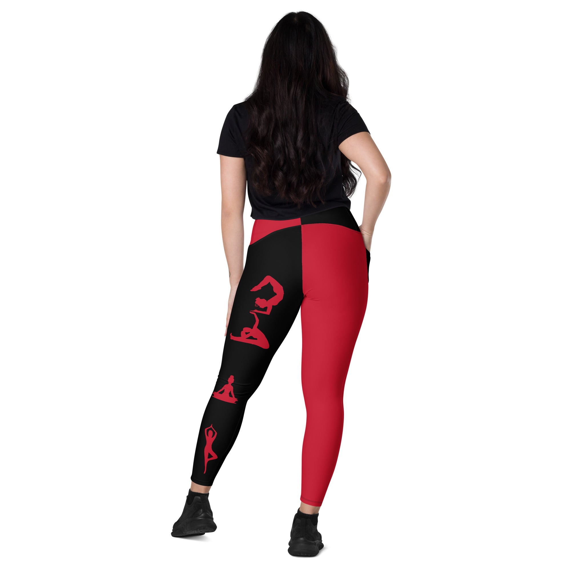 Red and Black Yoga Pants - High Waisted Yoga Leggings