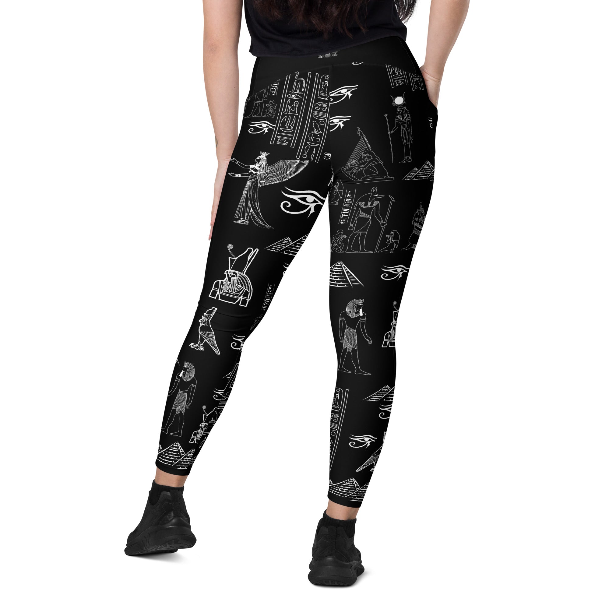 Ancient Egypt Apparel - High Waisted Travel Leggings - 2 Pockets - Black