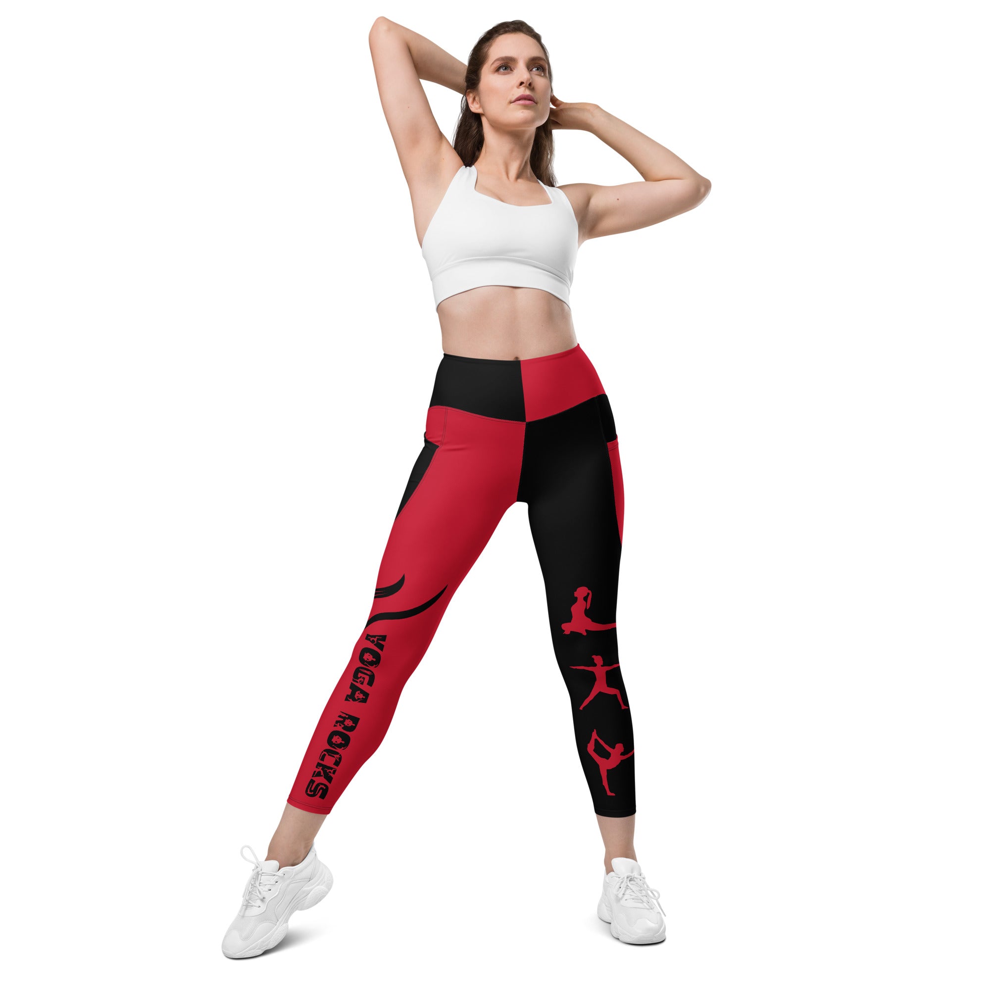 Red and Black Yoga Pants - High Waisted Yoga Leggings