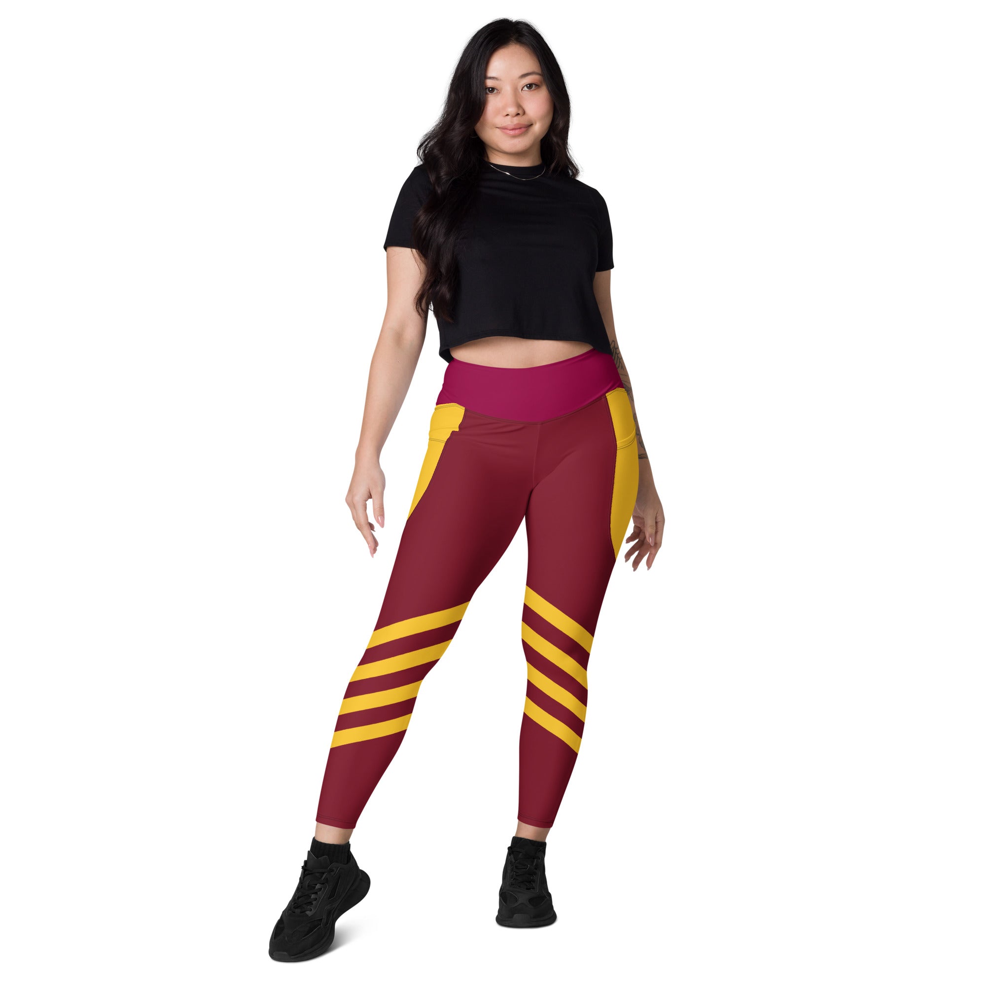 Burgundy Yoga Leggings | 2 Pockets