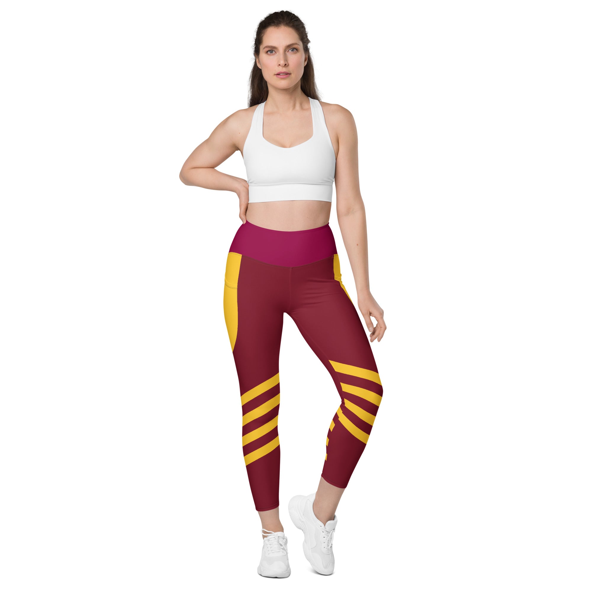 Burgundy Yoga Leggings | 2 Pockets