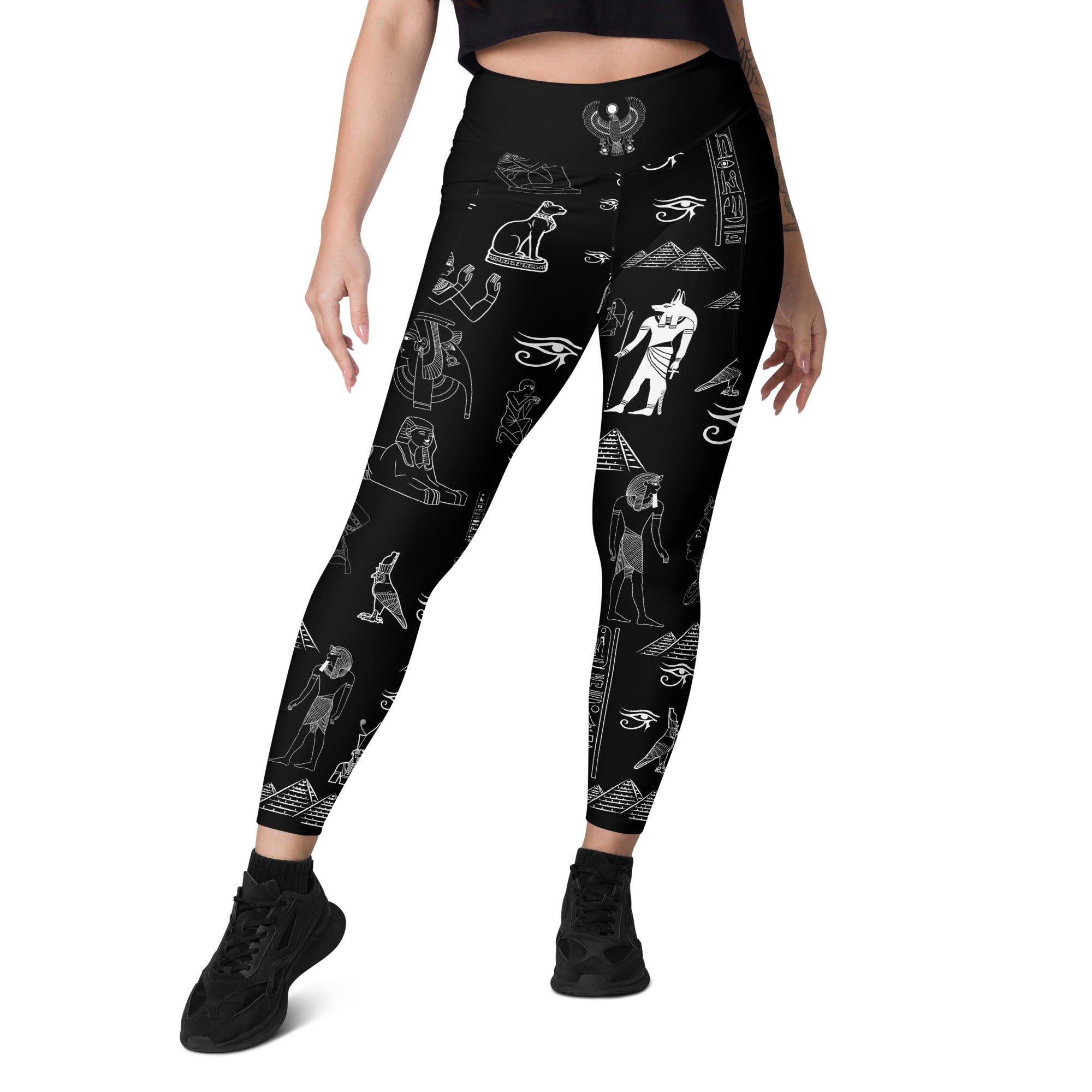 Ancient Egypt Apparel - High Waisted Travel Leggings - 2 Pockets - Black