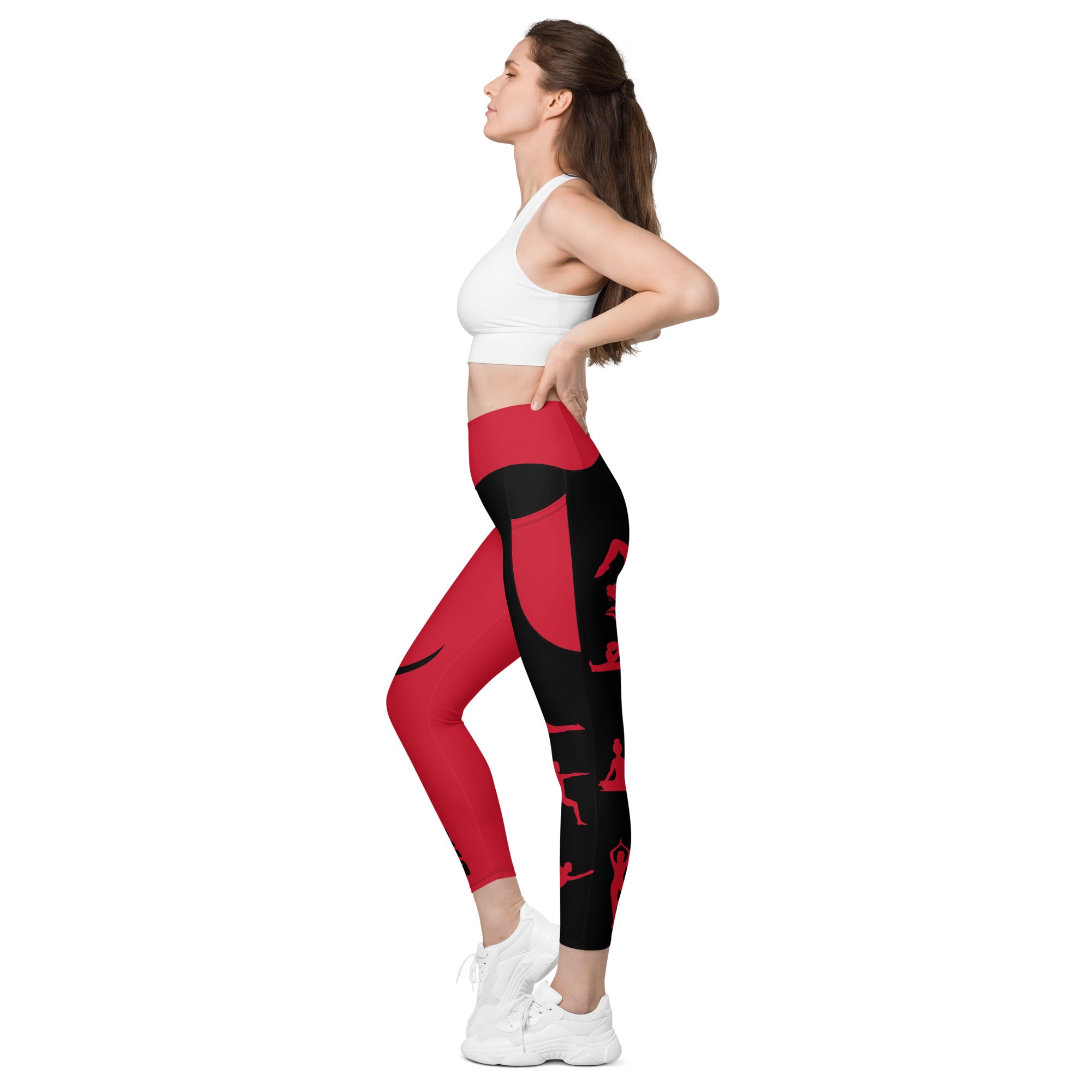 Red and Black Yoga Pants - High Waisted Yoga Leggings