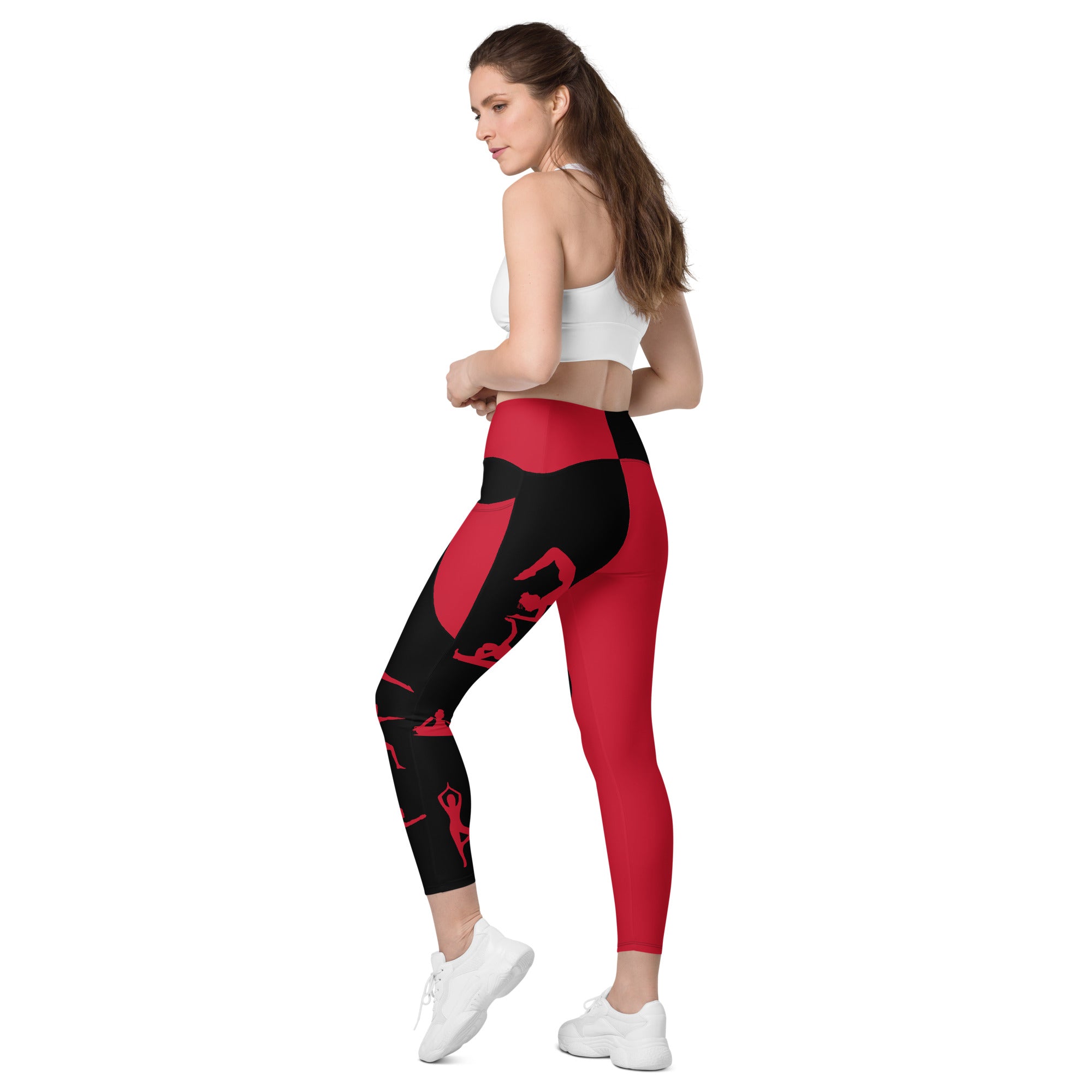 Red and Black Yoga Pants - High Waisted Yoga Leggings