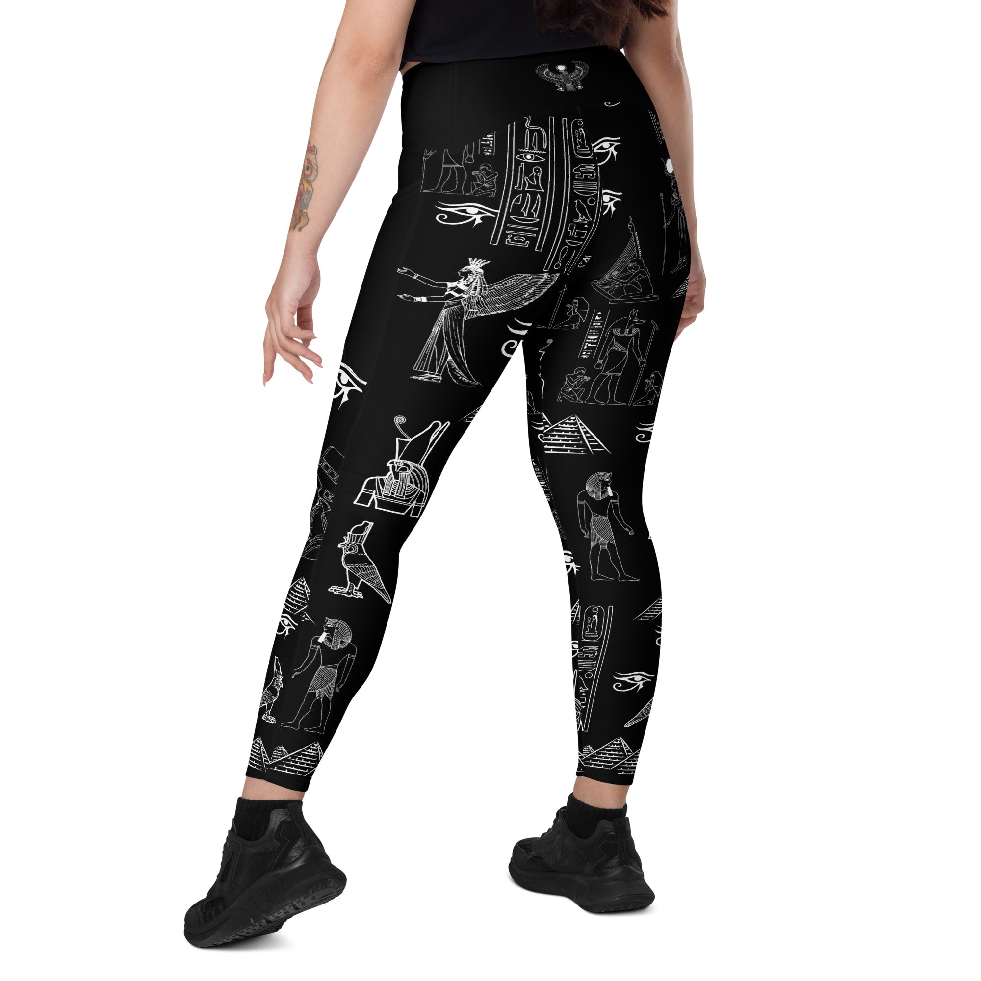 Ancient Egypt Apparel - High Waisted Travel Leggings - 2 Pockets - Black