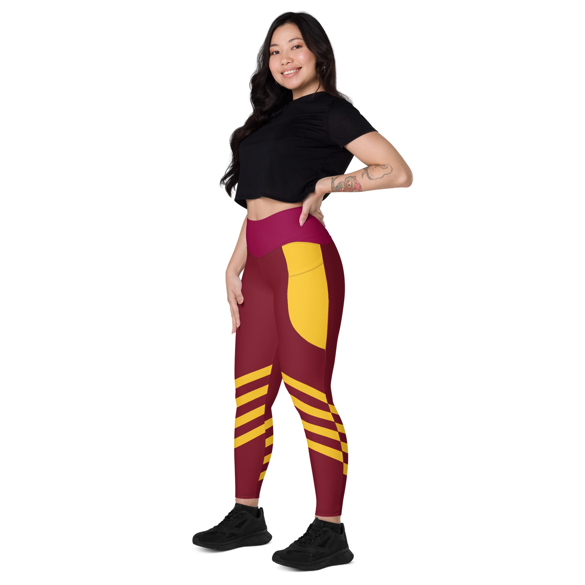 Burgundy Yoga Leggings | 2 Pockets