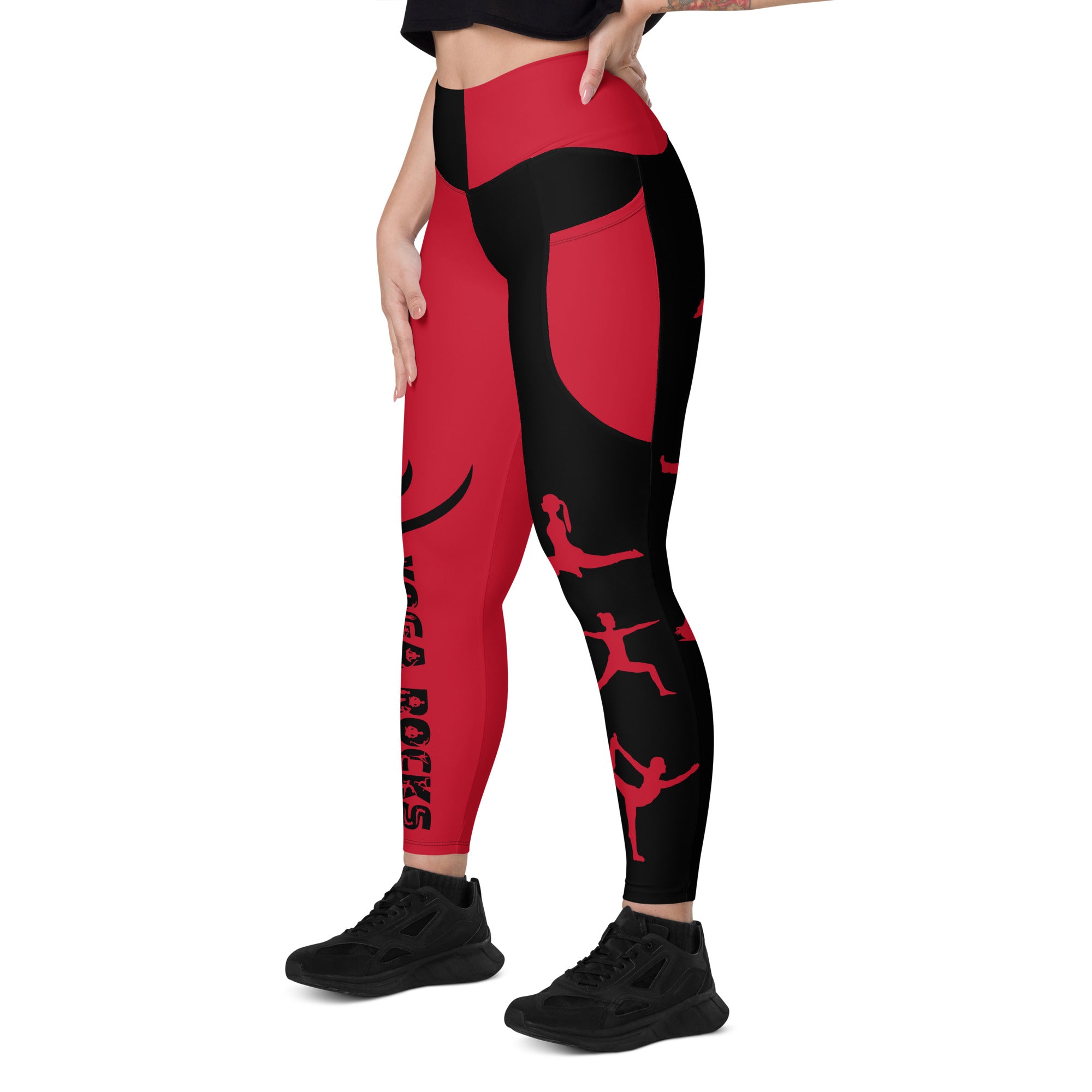 Red and Black Yoga Pants - High Waisted Yoga Leggings