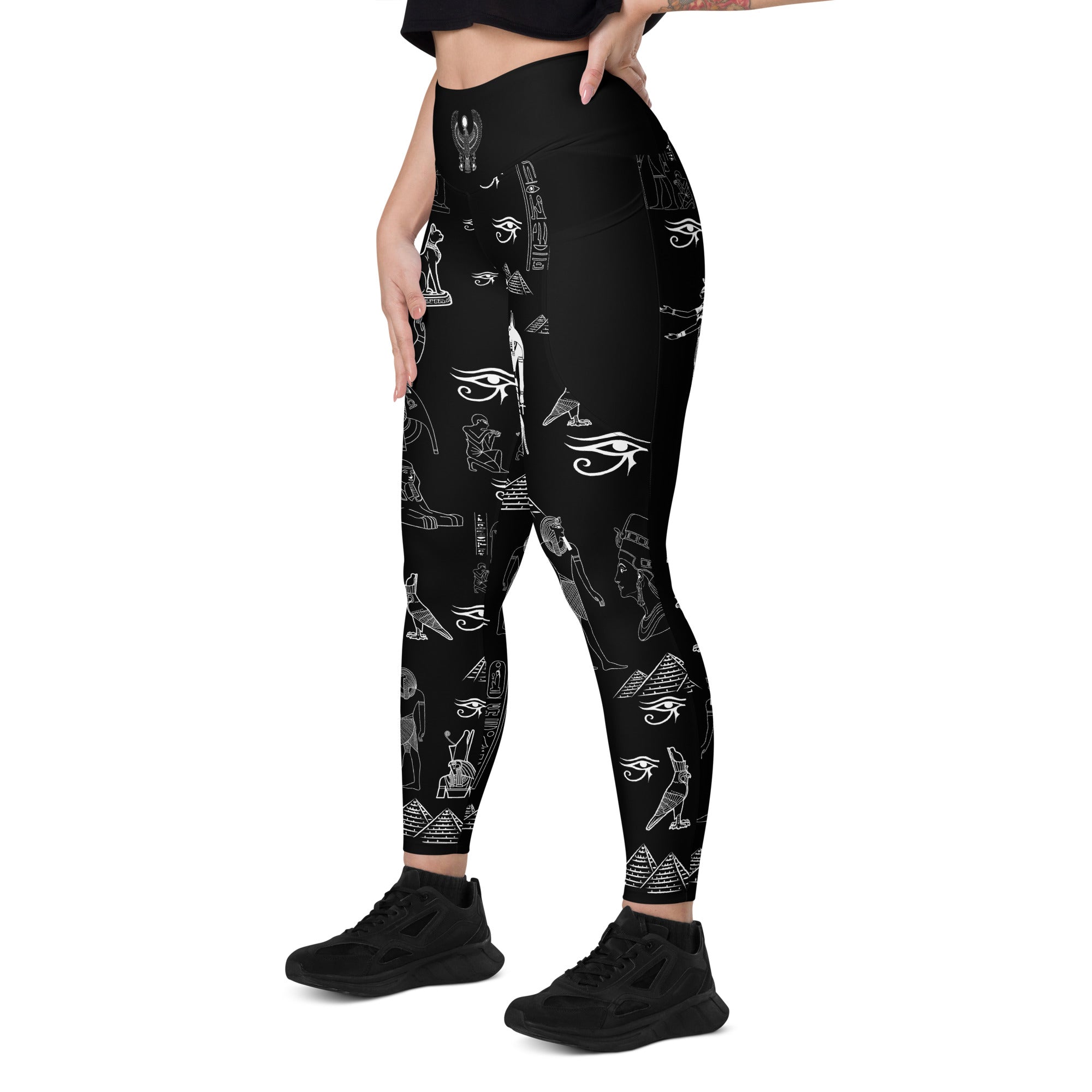 Ancient Egypt Apparel - High Waisted Travel Leggings - 2 Pockets - Black