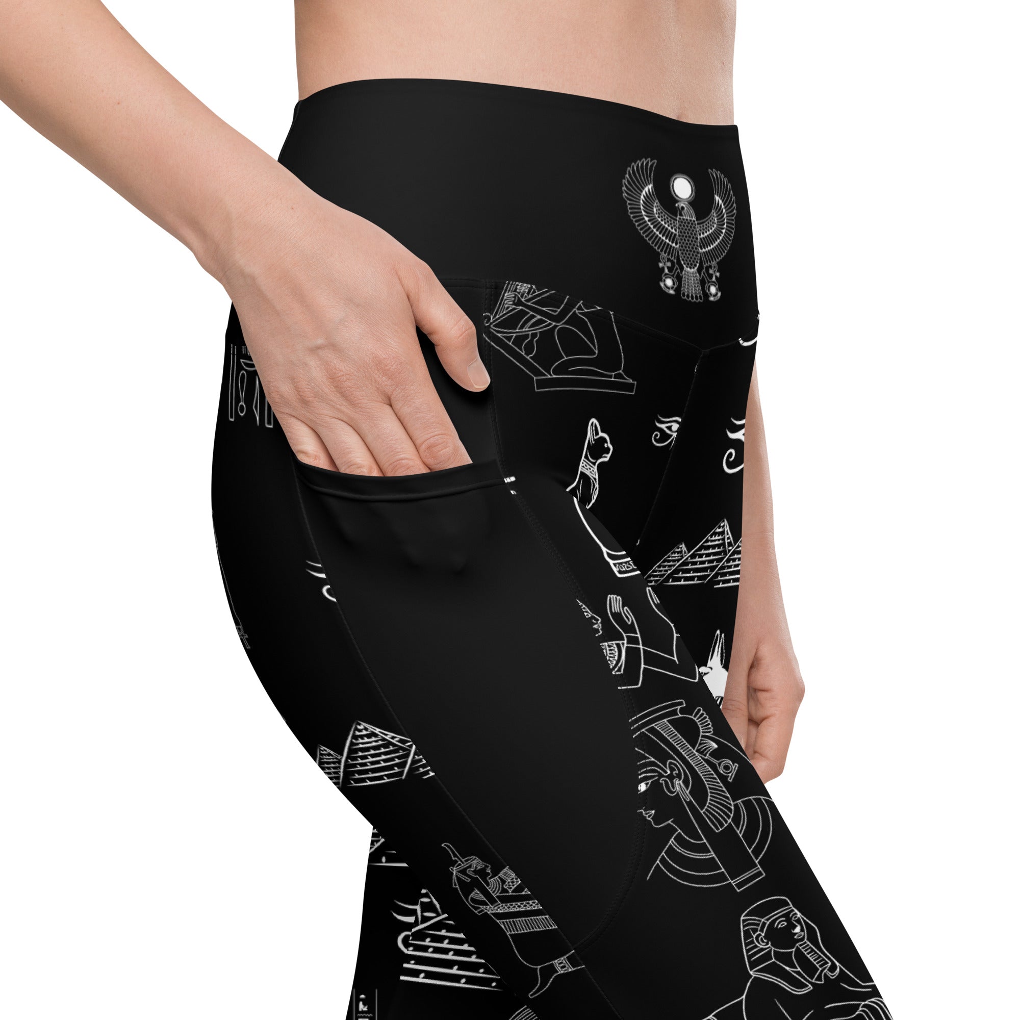 Ancient Egypt Apparel - High Waisted Travel Leggings - 2 Pockets - Black