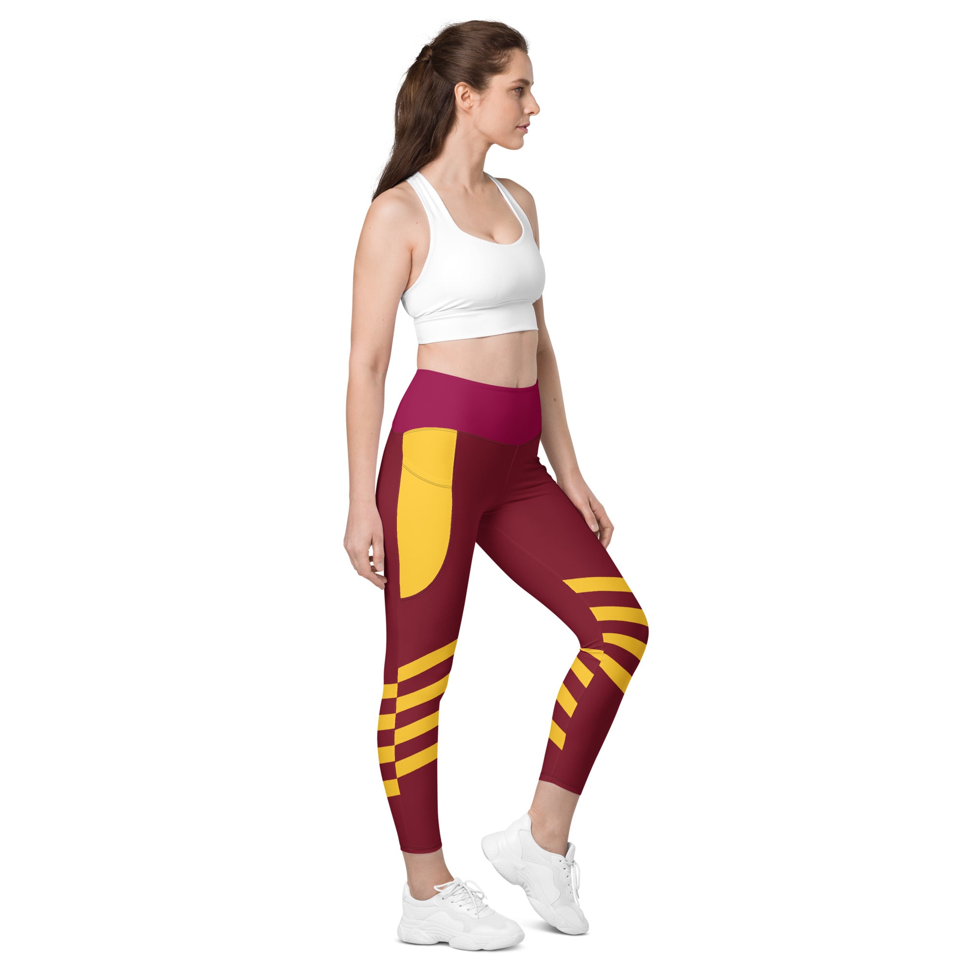 Burgundy Yoga Leggings | 2 Pockets