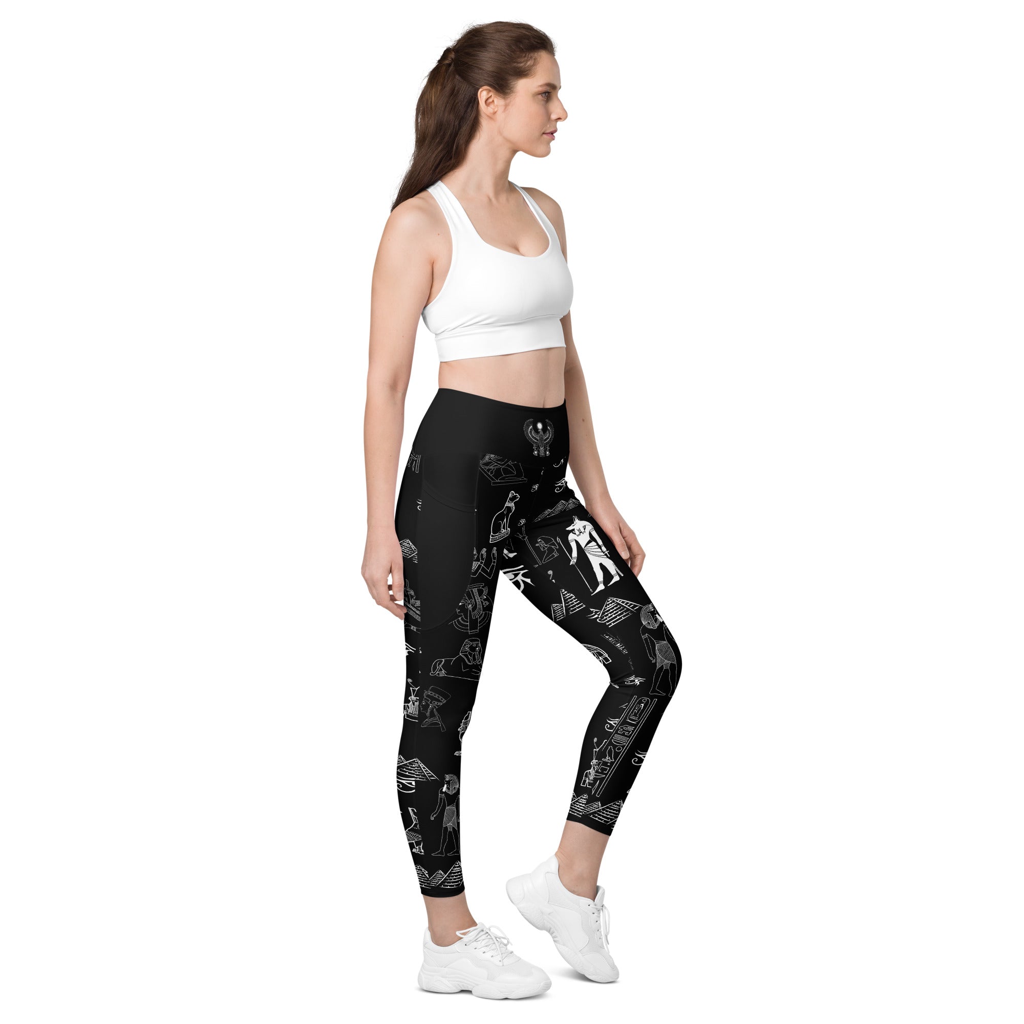 Ancient Egypt Apparel - High Waisted Travel Leggings - 2 Pockets - Black