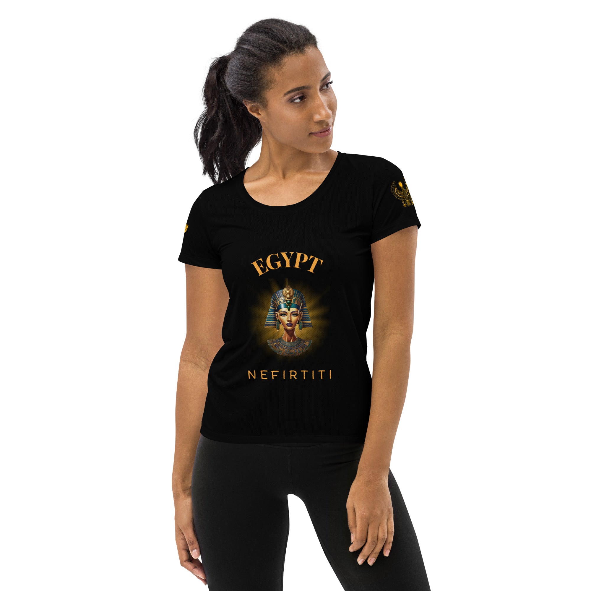 Nefirtiti Athletic Black T-Shirt for Women | Ancient Egyptian Apparel