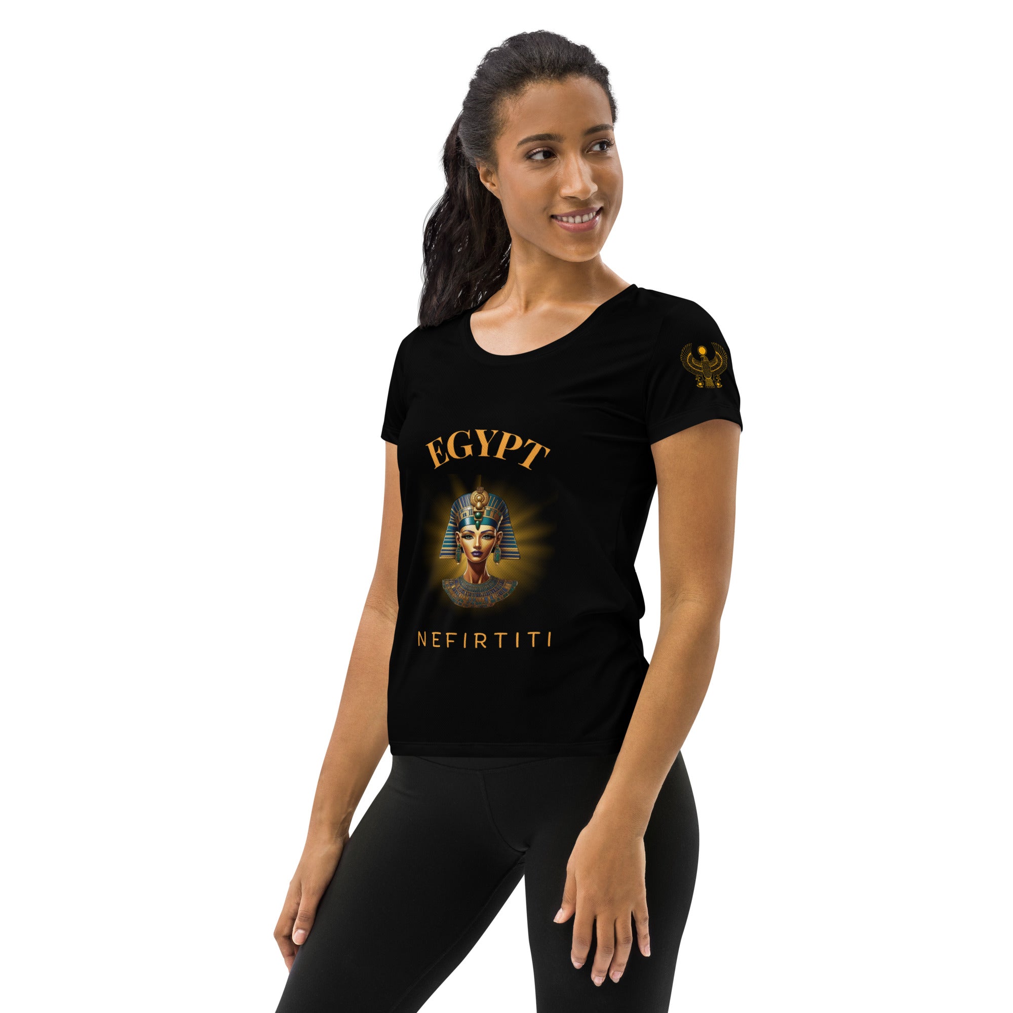 Nefirtiti Athletic Black T-Shirt for Women | Ancient Egyptian Apparel