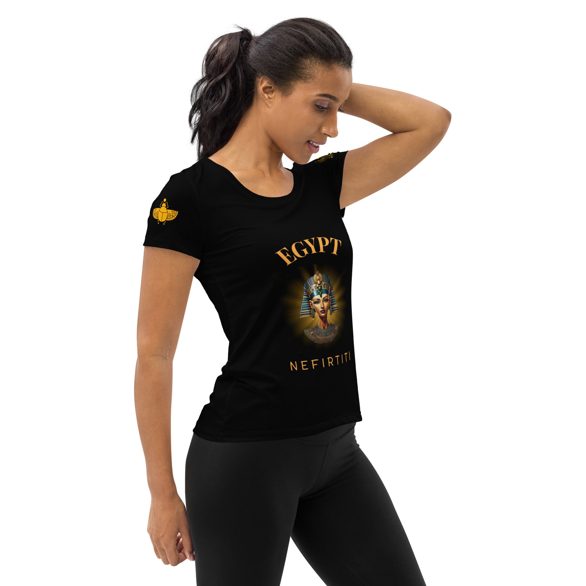 Nefirtiti Athletic Black T-Shirt for Women | Ancient Egyptian Apparel