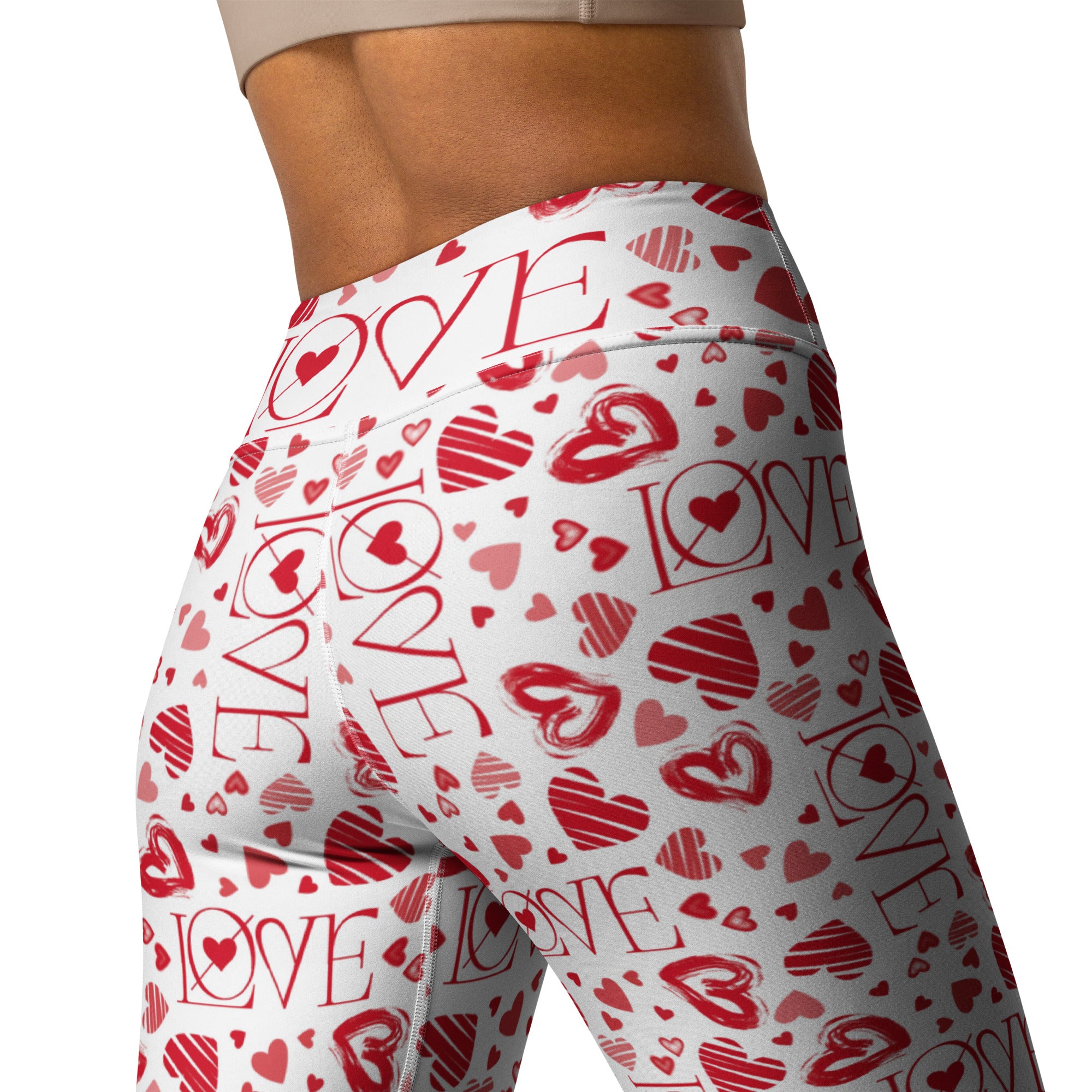 Valentines Day Yoga Leggings - Love Pattern