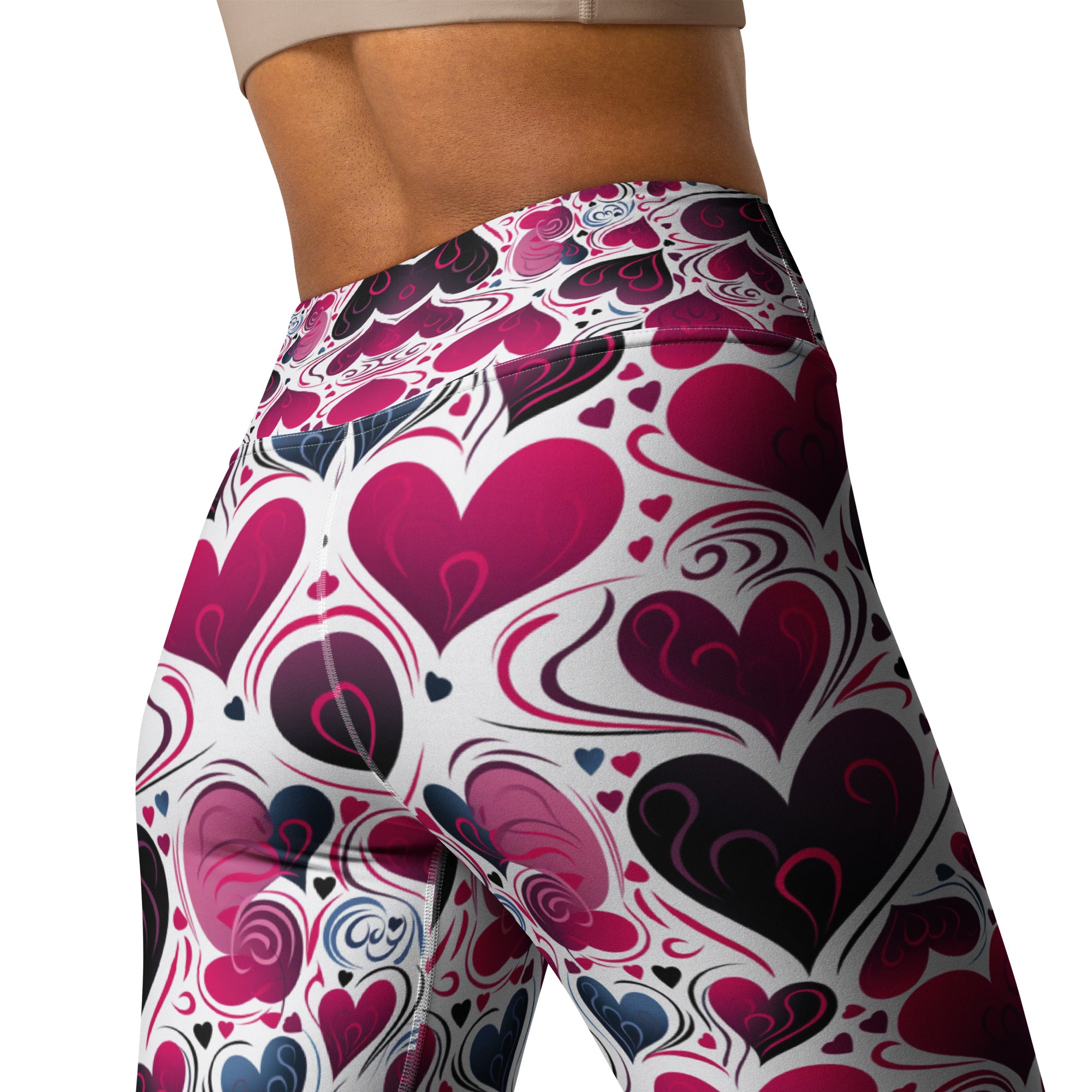 Valentines Day Yoga Leggings | High Waist Leggings| Burble Heart Pattern