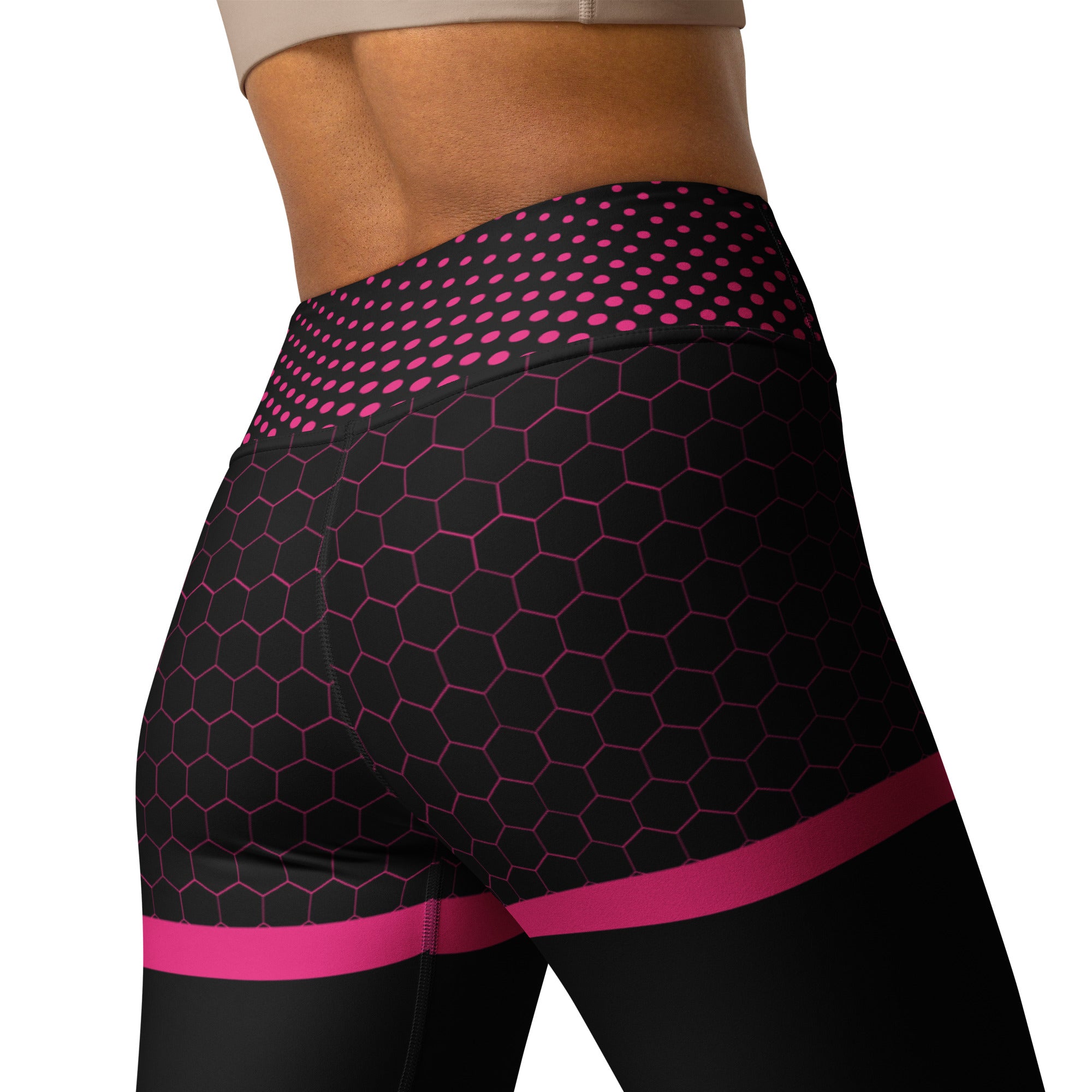 Black Yoga Leggings | Honeycomb Pattern | Yoga Girl