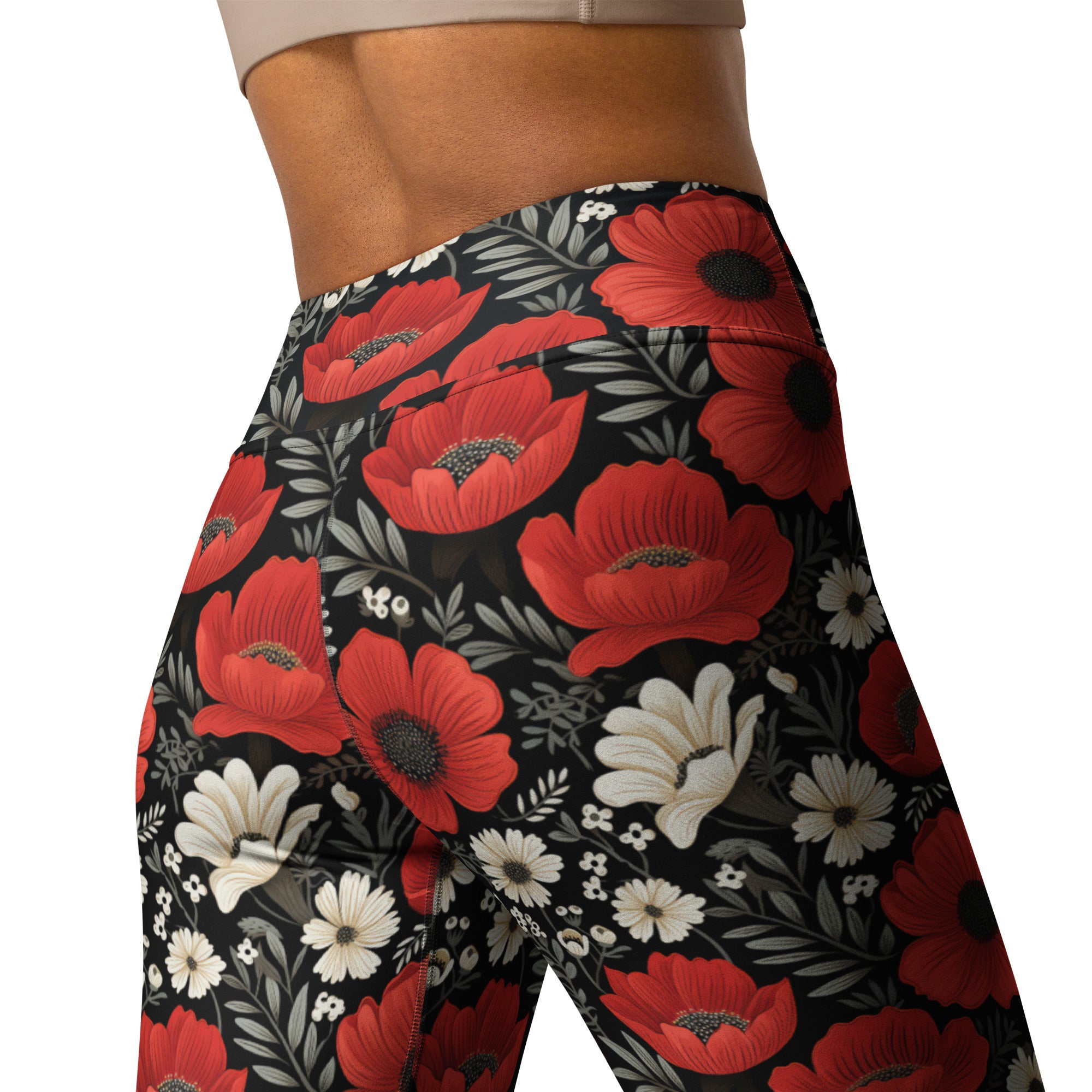 Red Roses Yoga Leggings